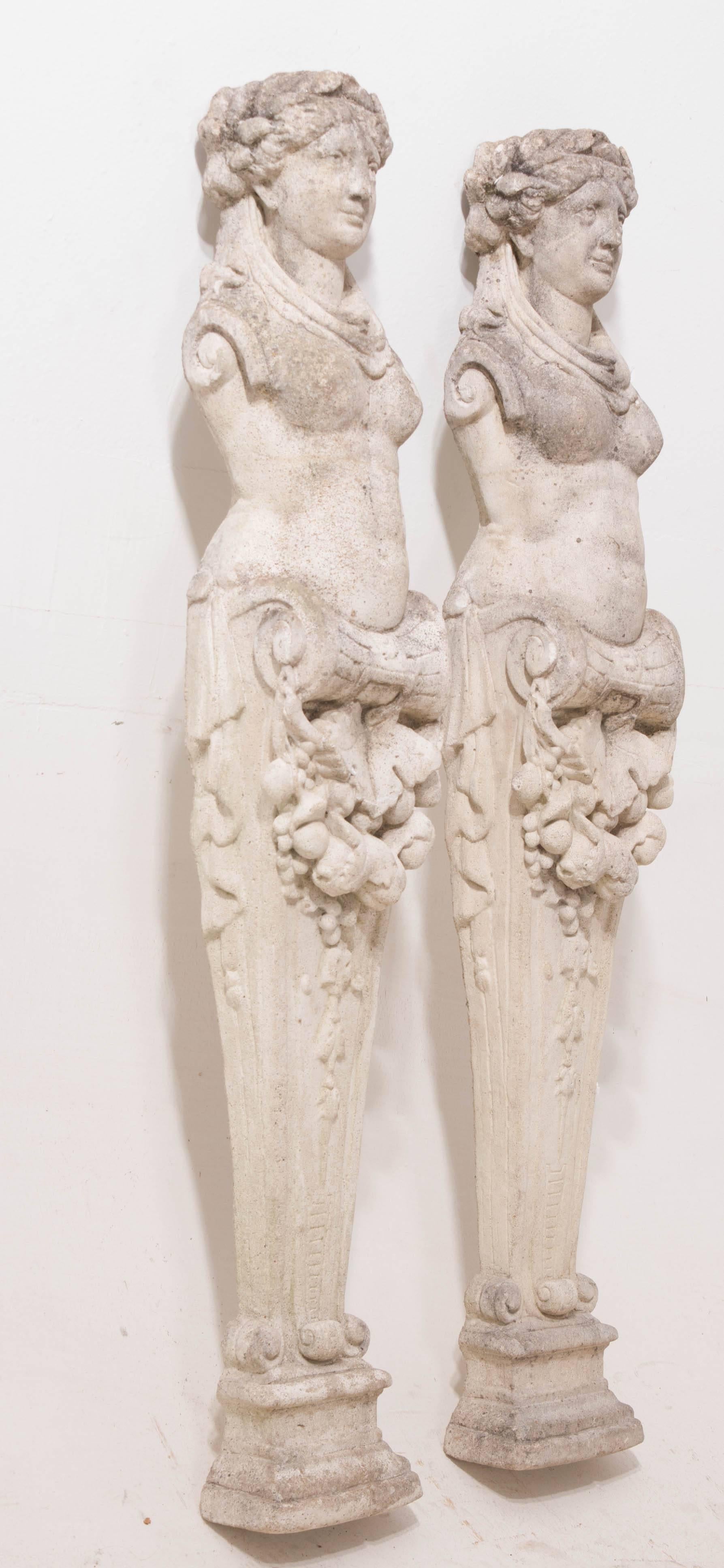Pair of French 19th Century Stone Mantel Legs In Good Condition In Baton Rouge, LA