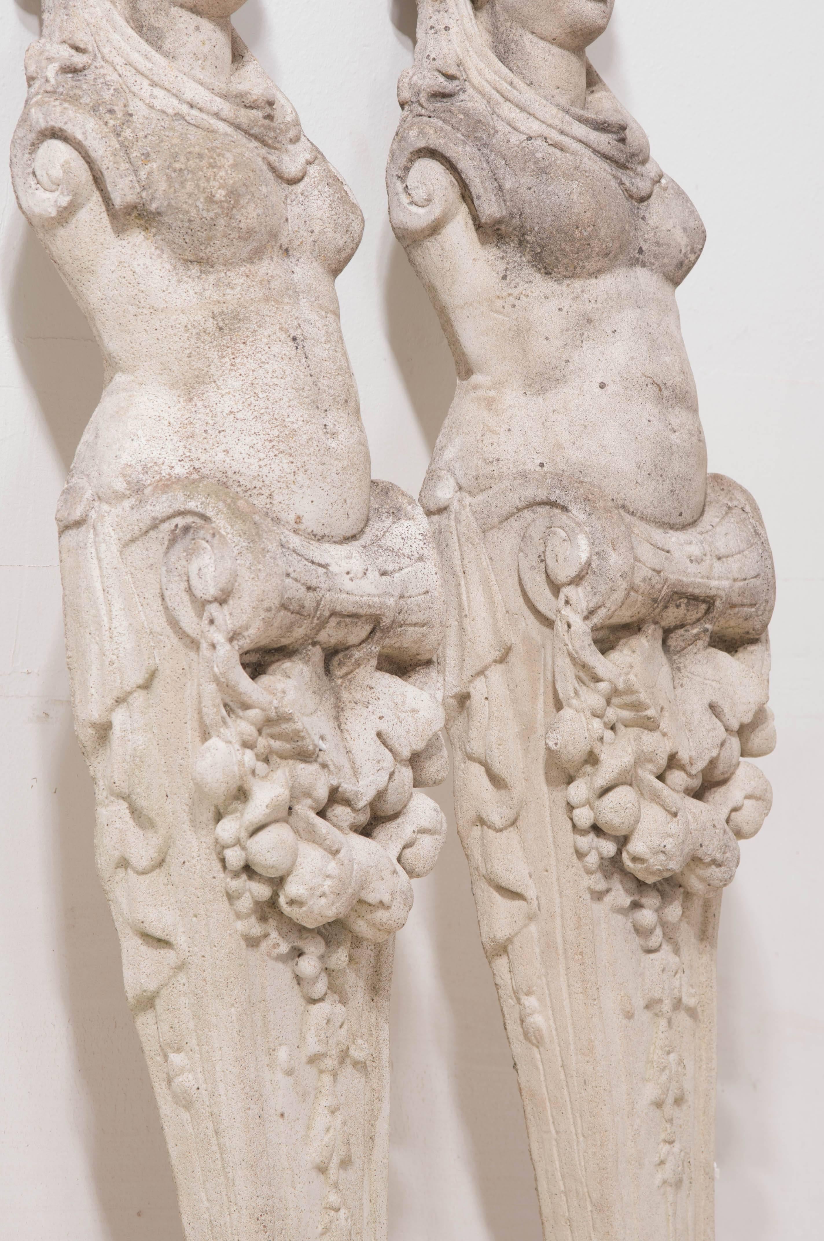 Pair of French 19th Century Stone Mantel Legs 2