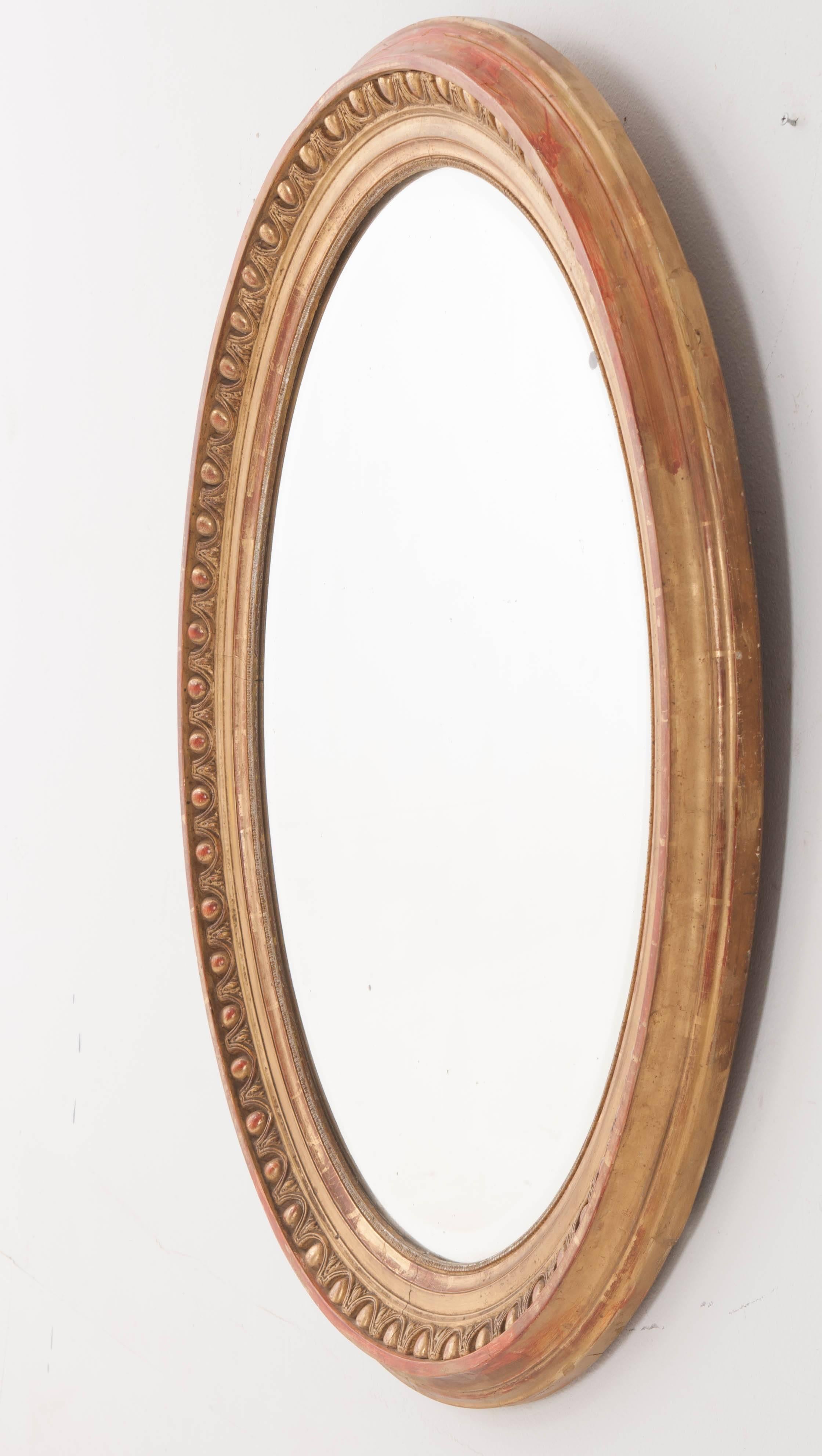 French 19th Century Oval Giltwood Mirror 3