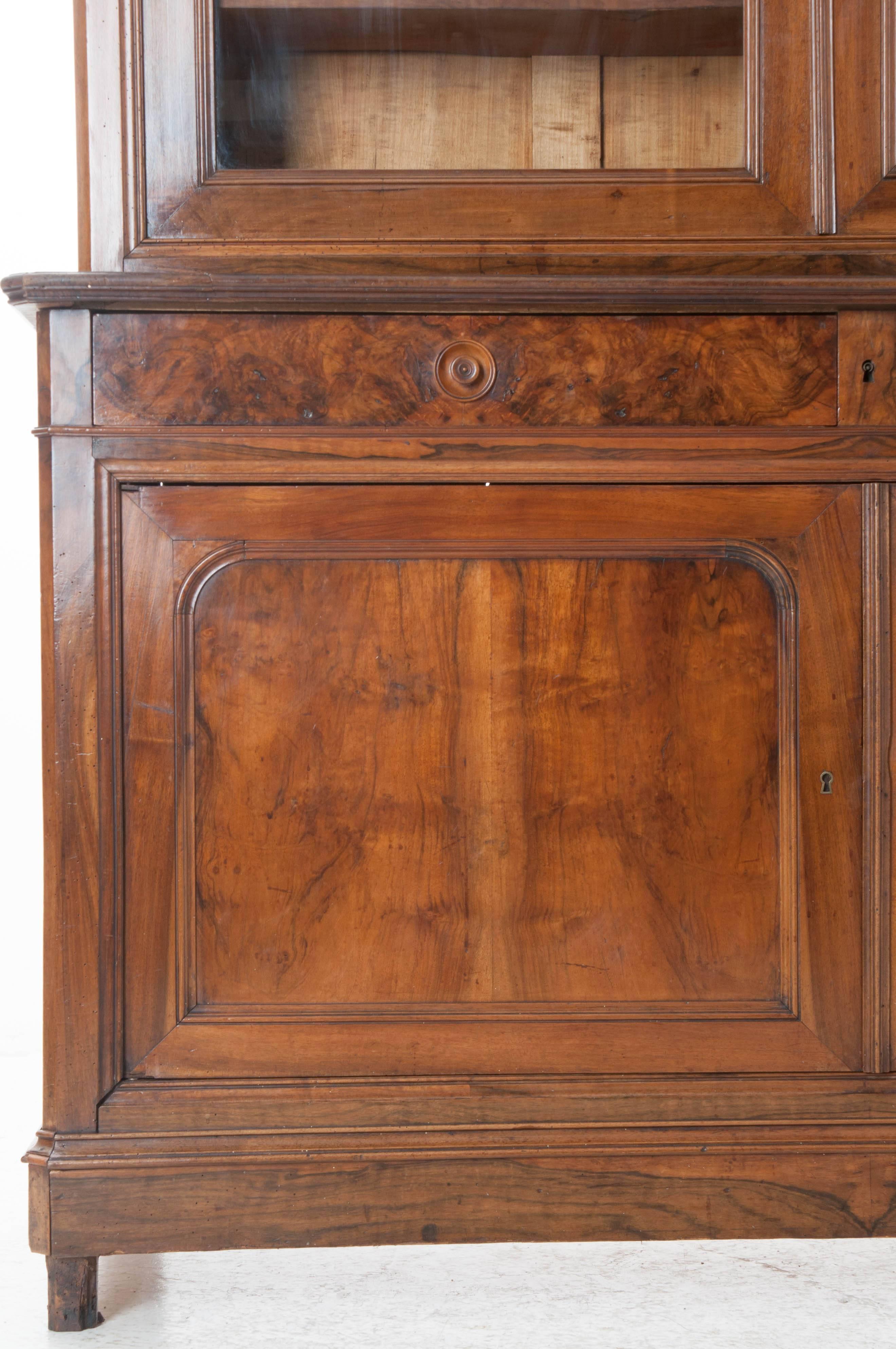 French, 19th Century Walnut Louis Philippe Buffet A'duex Corps In Good Condition In Baton Rouge, LA