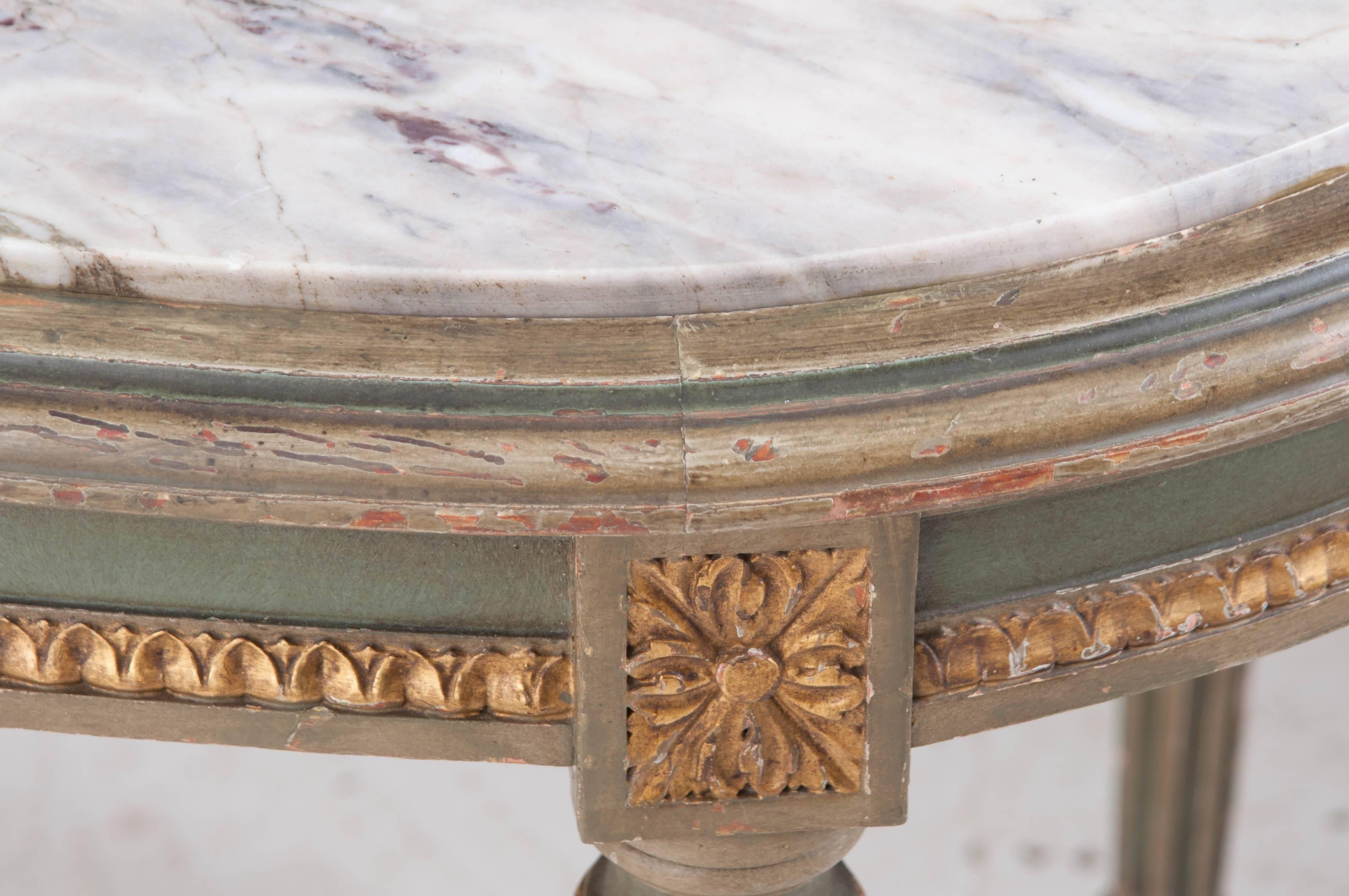 French 19th Century Louis XVI Painted Table with Marble Top 4