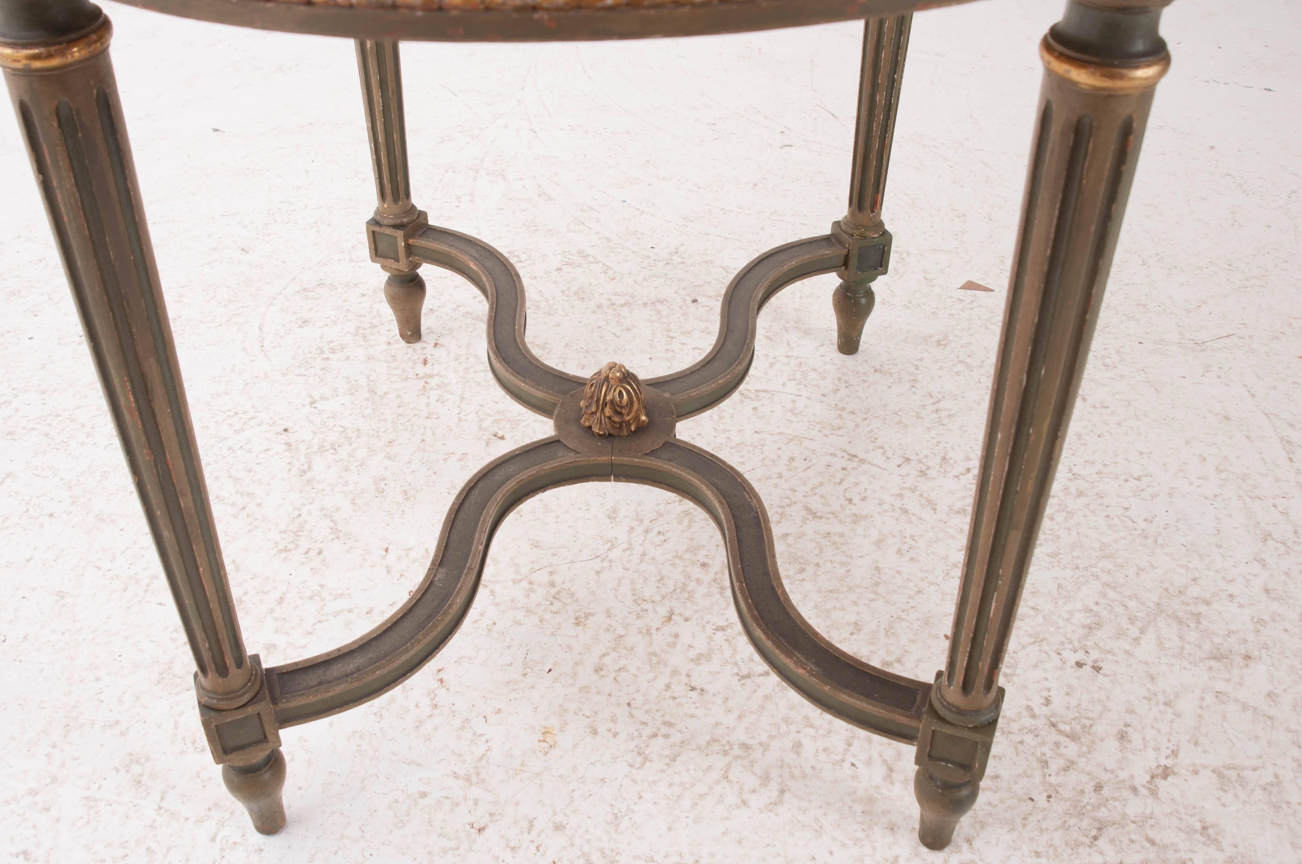French 19th Century Louis XVI Painted Table with Marble Top 5