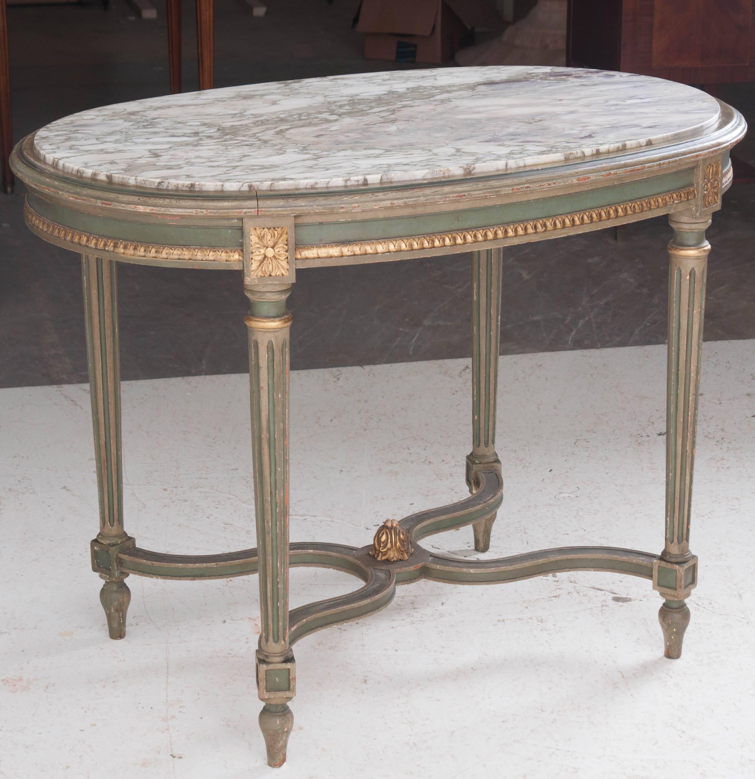 French 19th Century Louis XVI Painted Table with Marble Top 6