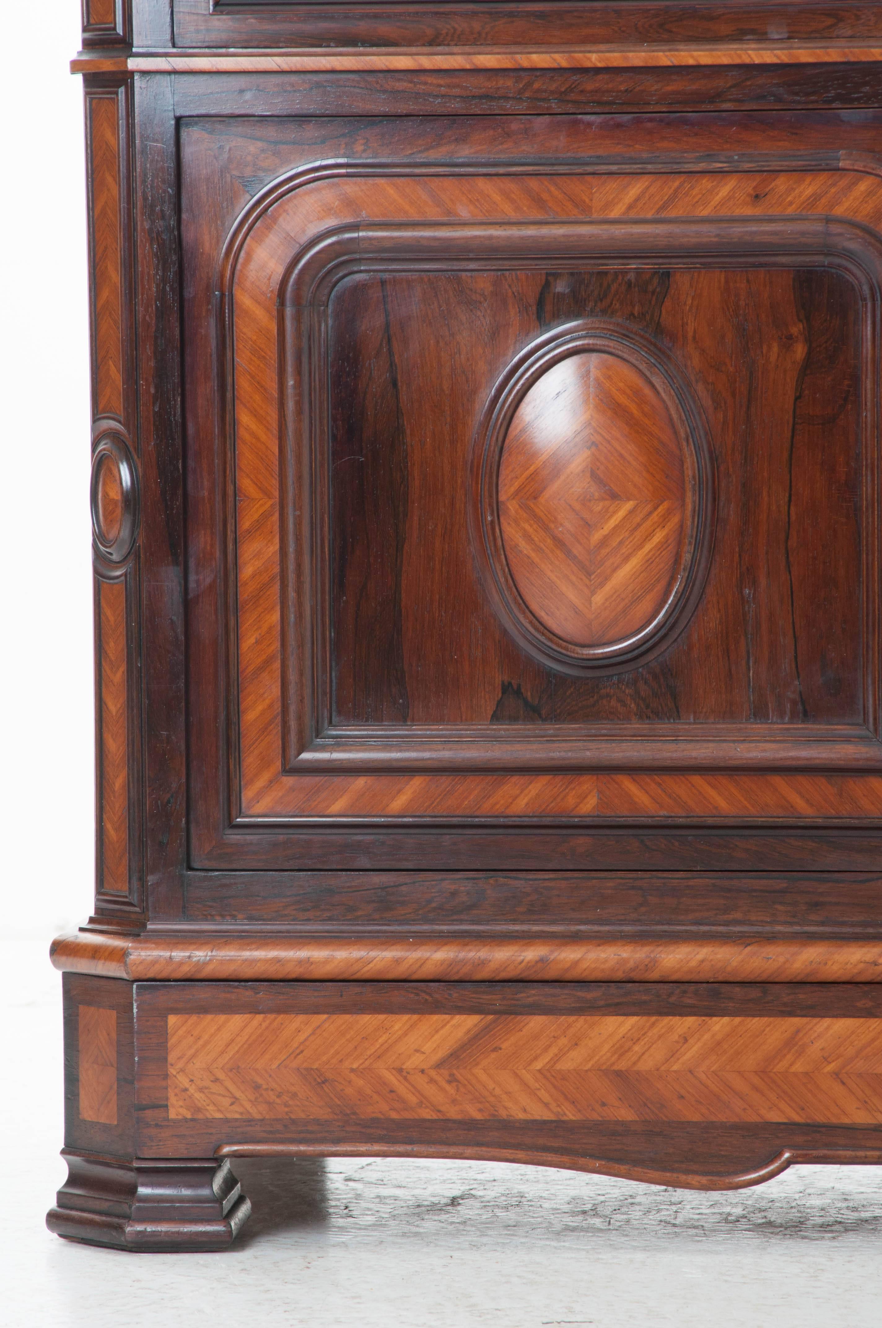 French 19th Century Inlay Drop Front Desk with Marble Top In Good Condition In Baton Rouge, LA