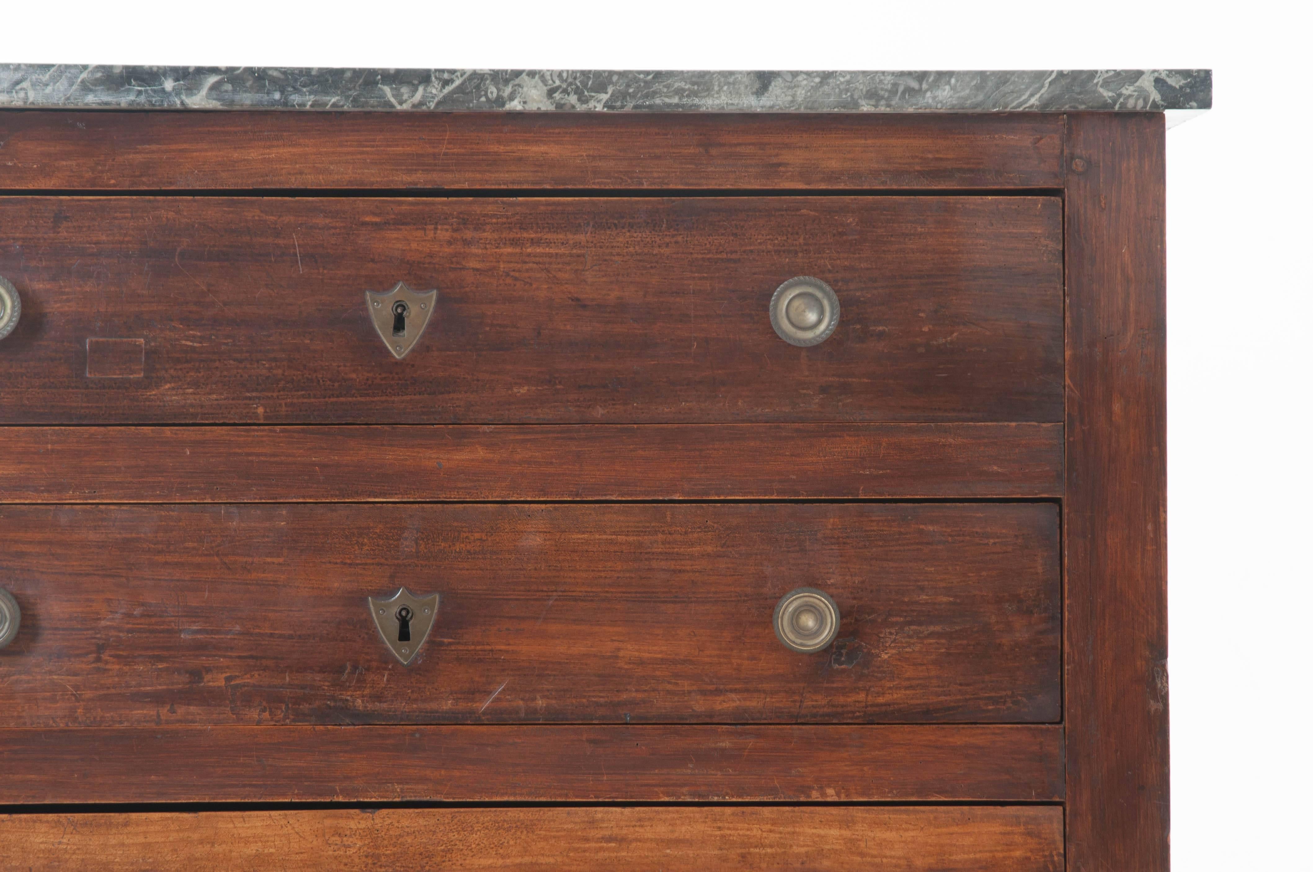 French, 19th Century Transitional Commode with Marble Top In Good Condition In Baton Rouge, LA