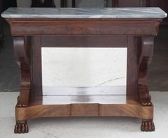 French 19th Century Restauration Mahogany Console with Marble Top