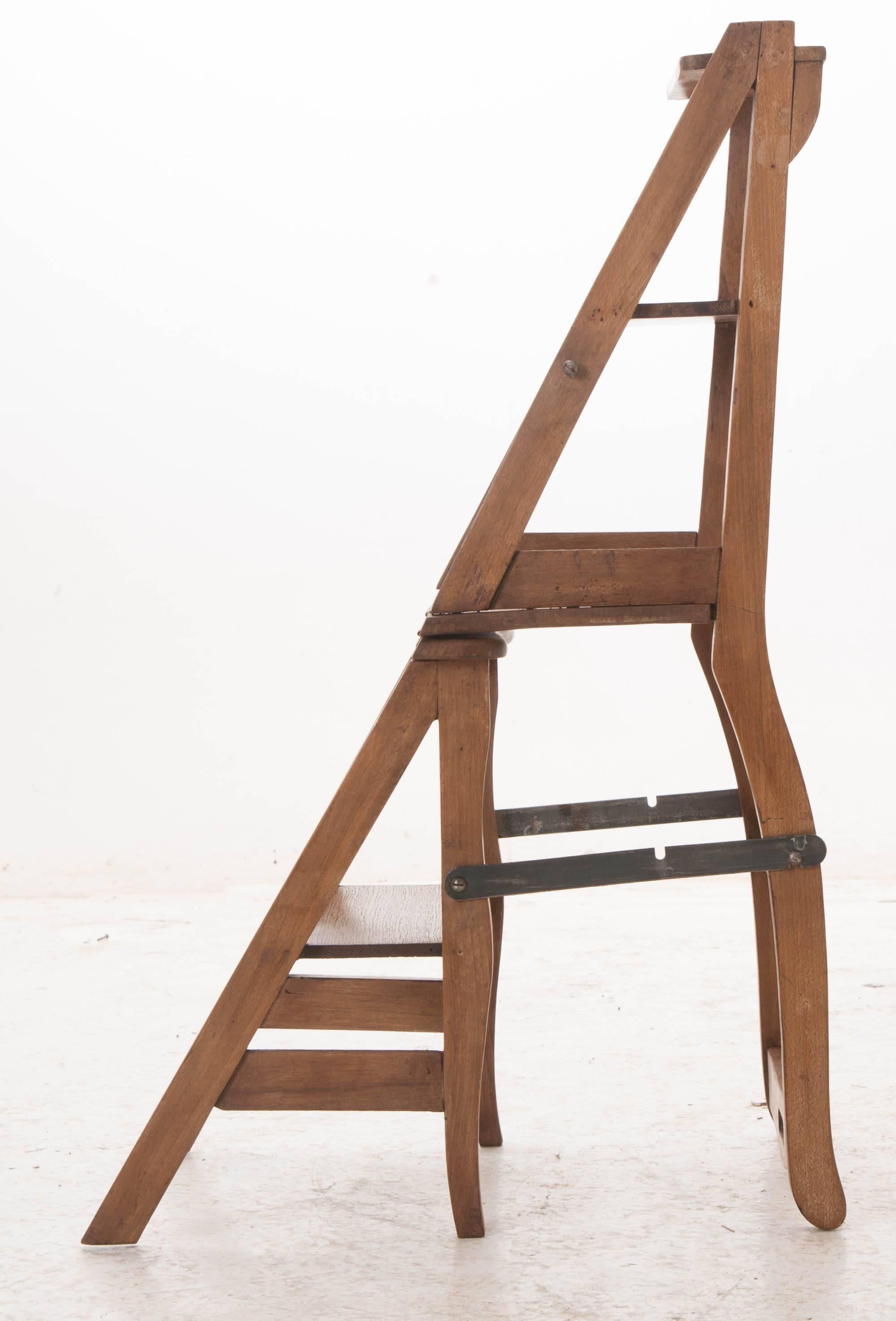 20th Century French Vintage Oak Ladder Chair