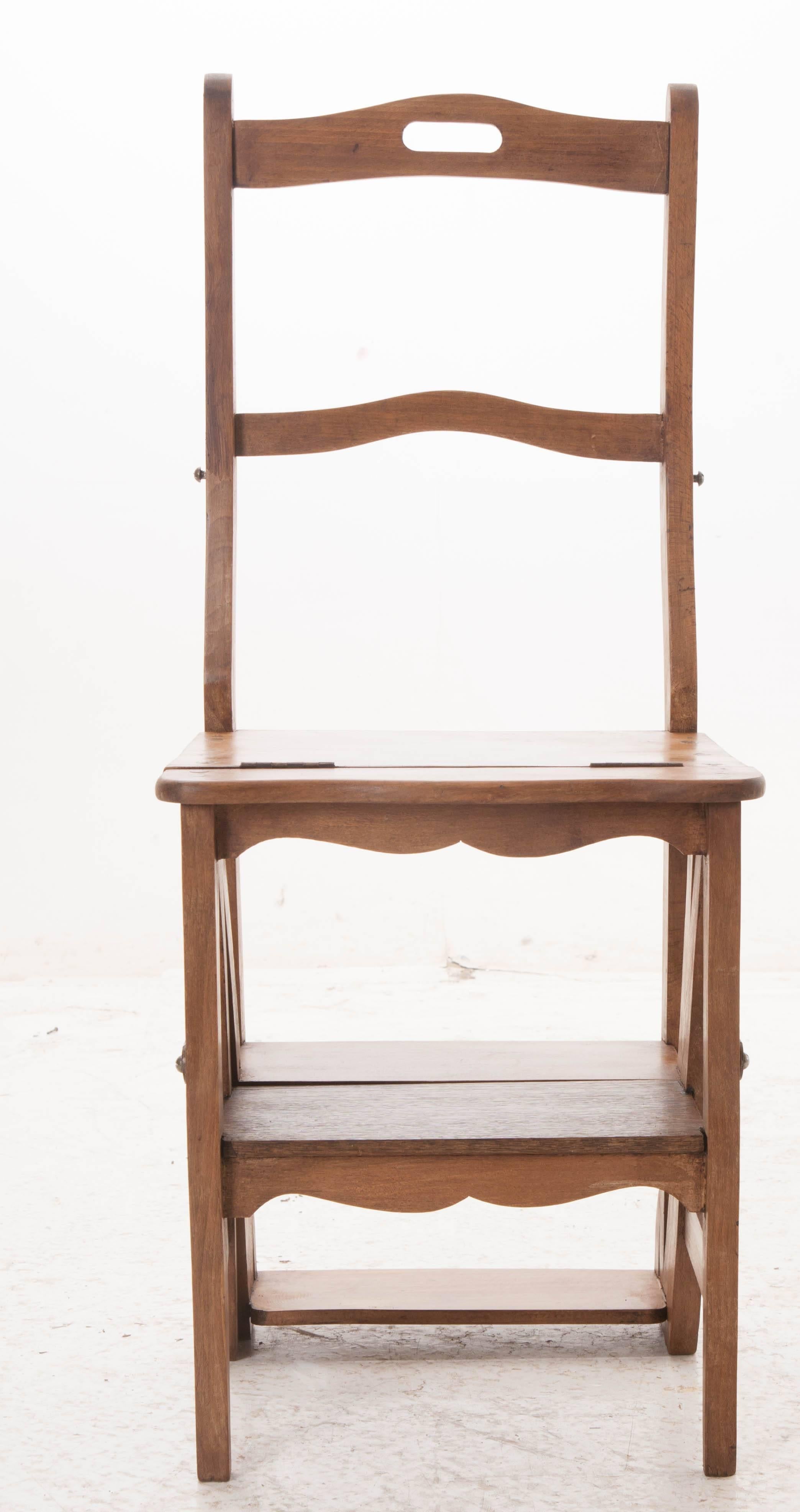 French Vintage Oak Ladder Chair 4
