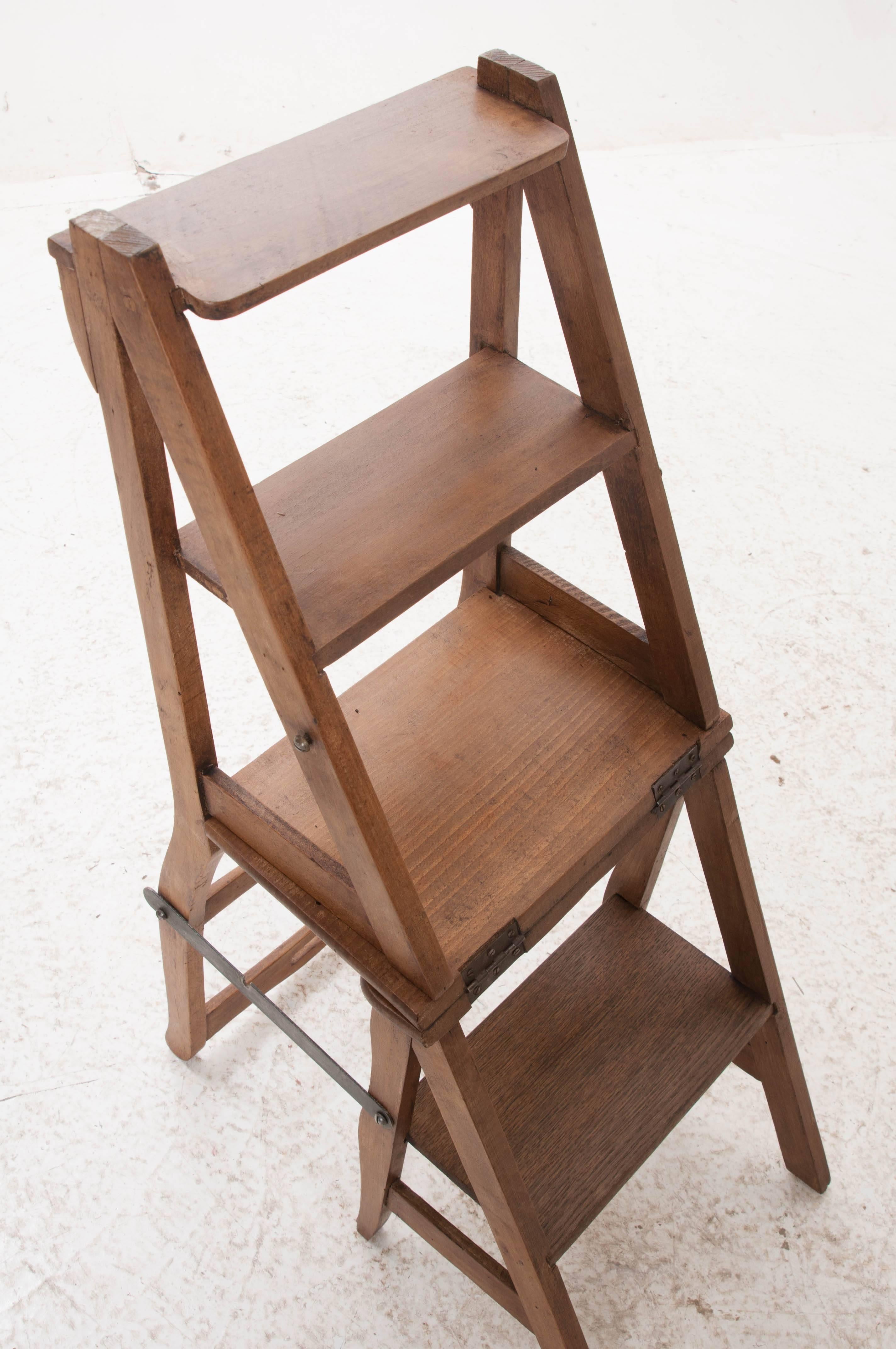 French Vintage Oak Ladder Chair 5