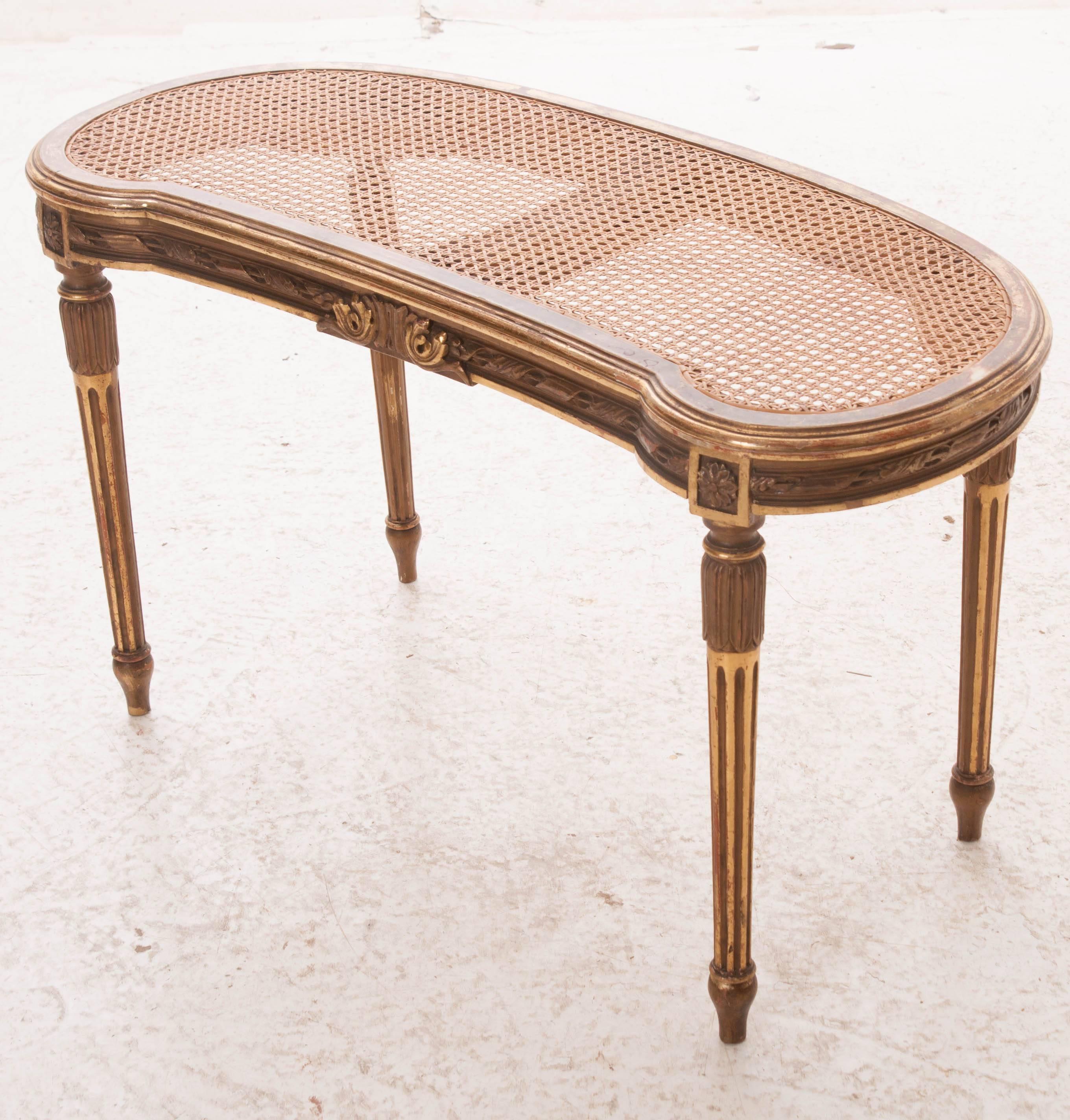 French 19th Century Gold Gilt and Cane Louis XVI Bench 2