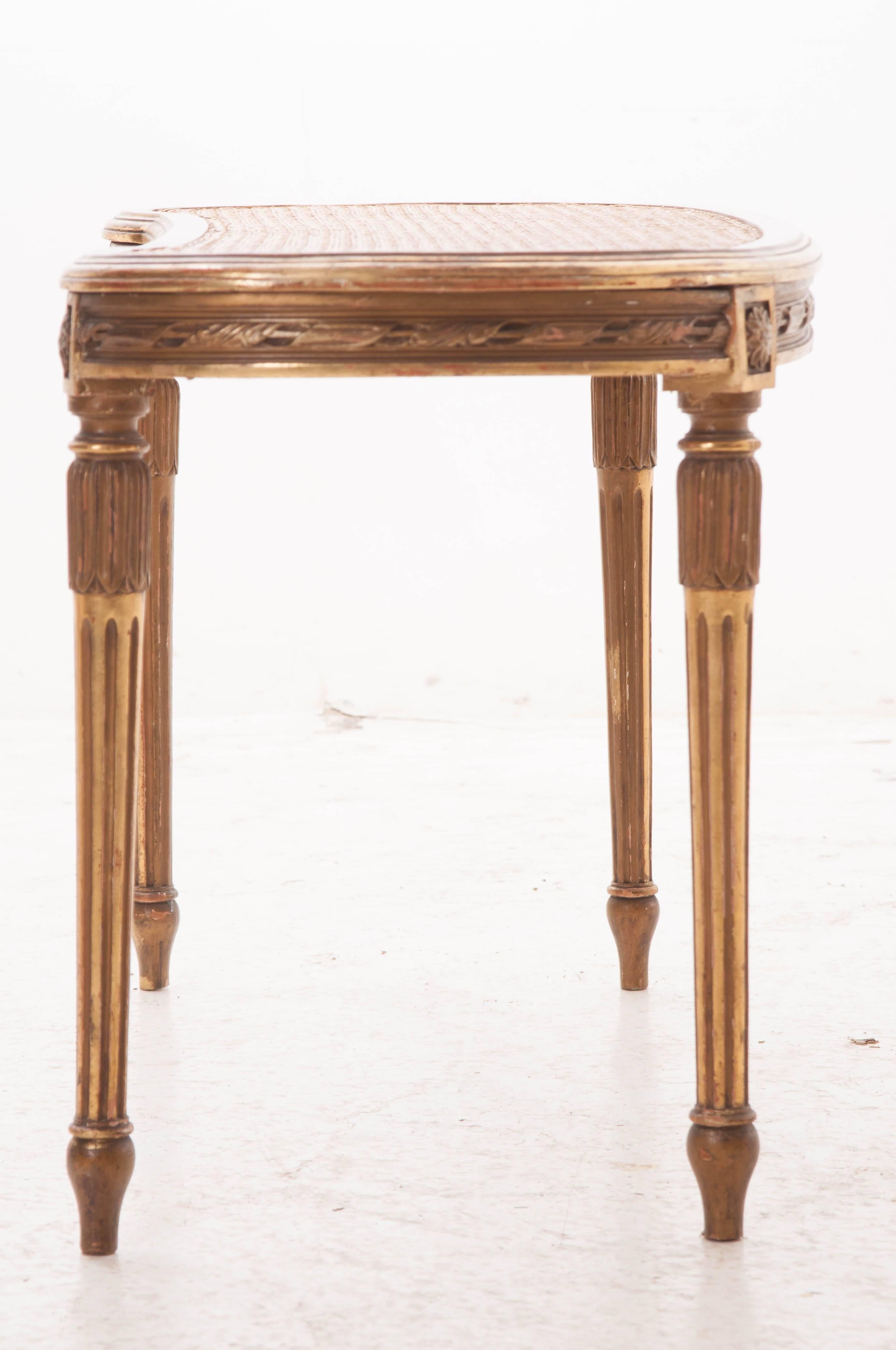 French 19th Century Gold Gilt and Cane Louis XVI Bench 4