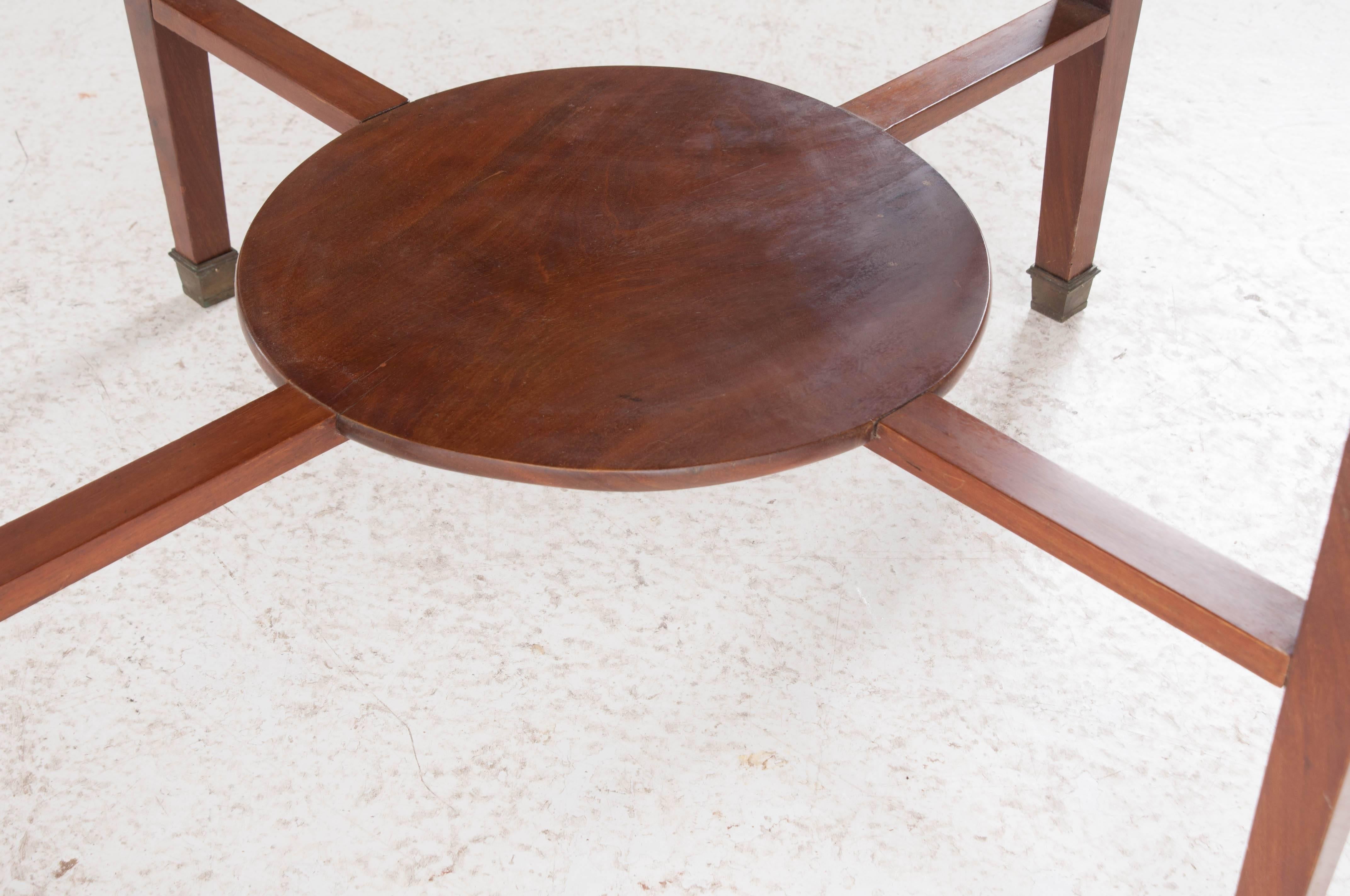 French 19th Century Round Leather Top Mahogany Table 3