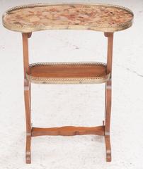 French Two-Tier Marble-Top Table with Brass Gallery