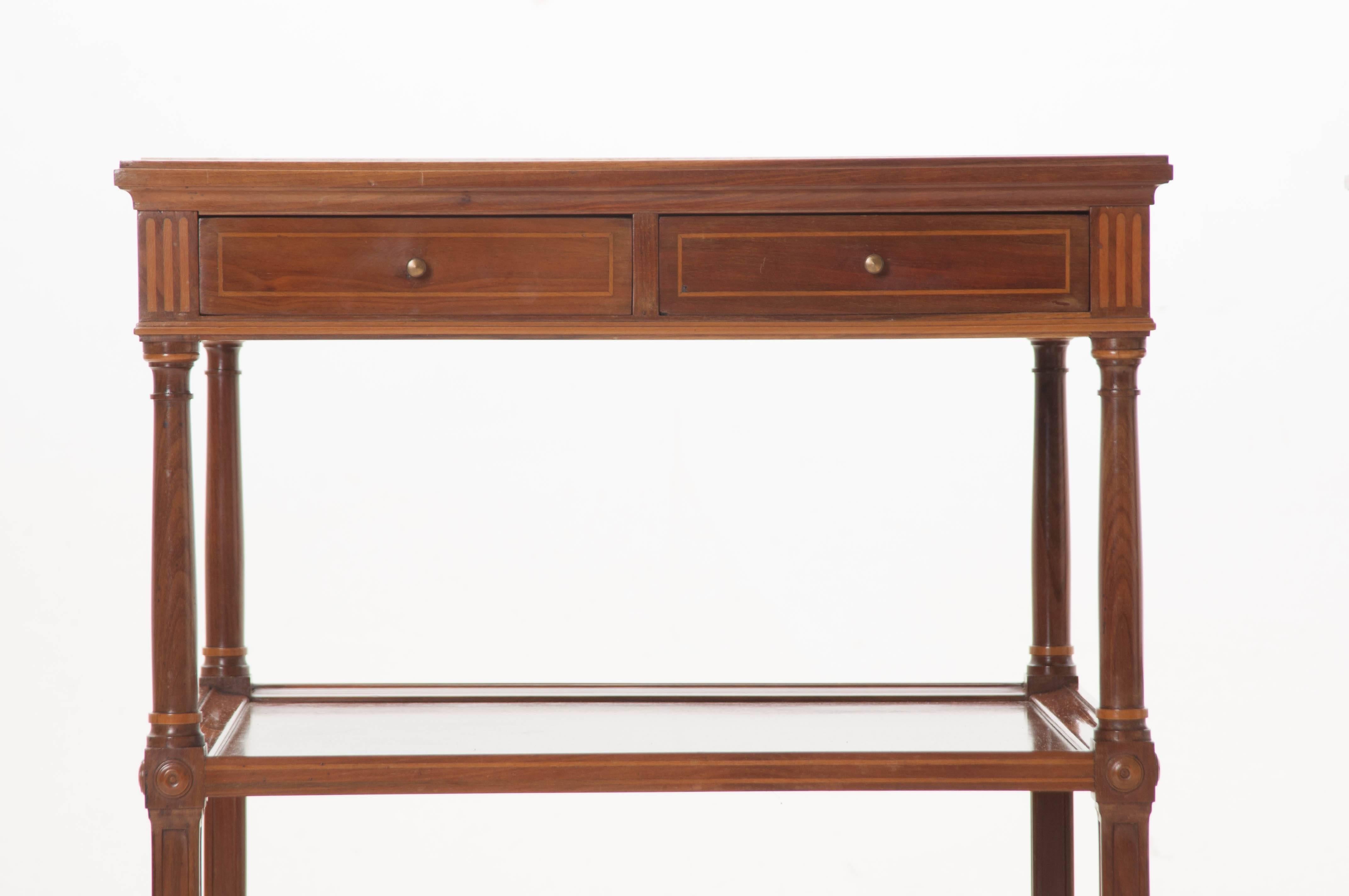 Pair of Early 20th Century Mahogany Bedside Tables with Marble Tops 1