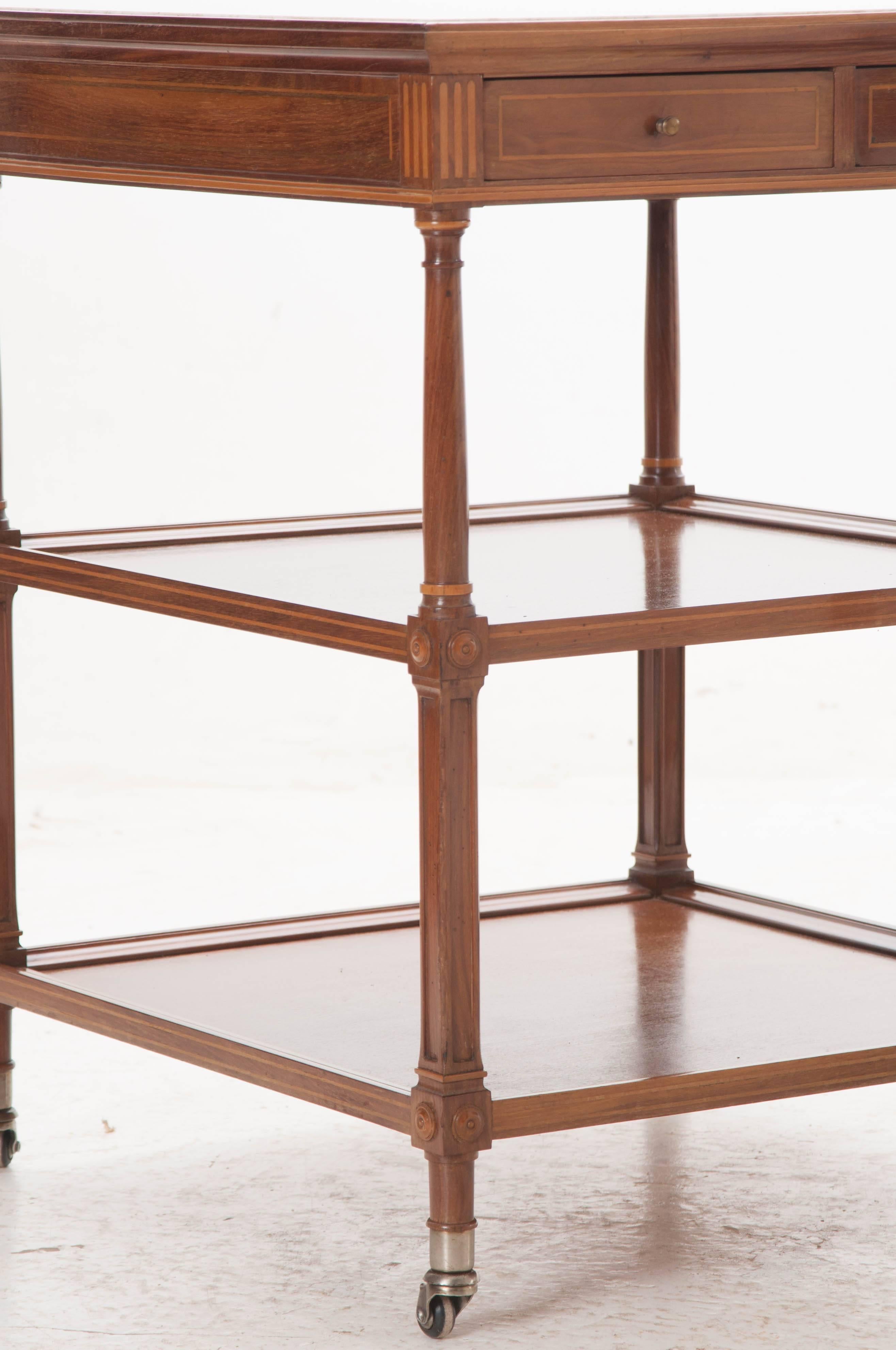 Pair of Early 20th Century Mahogany Bedside Tables with Marble Tops 3