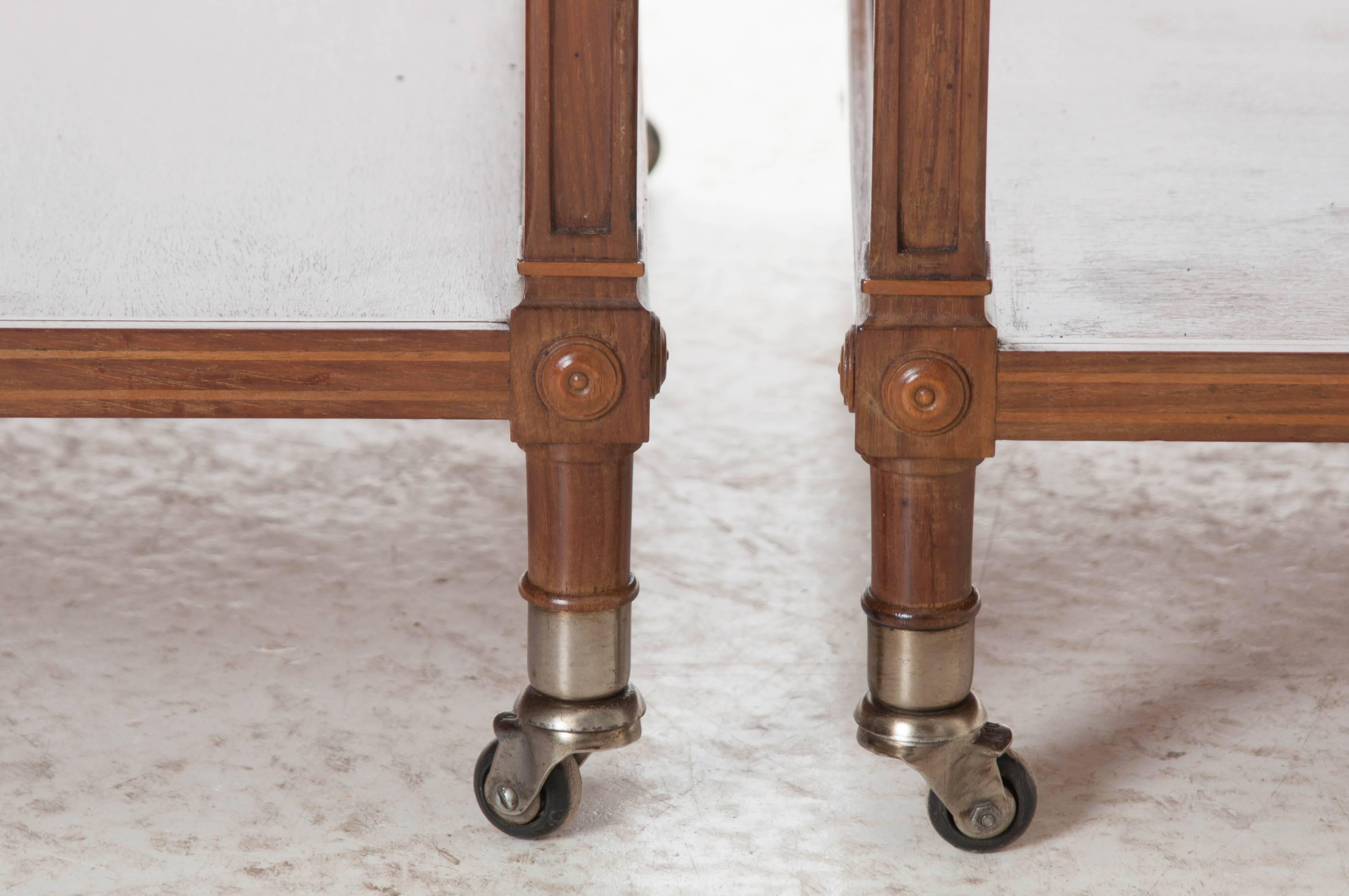 Pair of Early 20th Century Mahogany Bedside Tables with Marble Tops 5