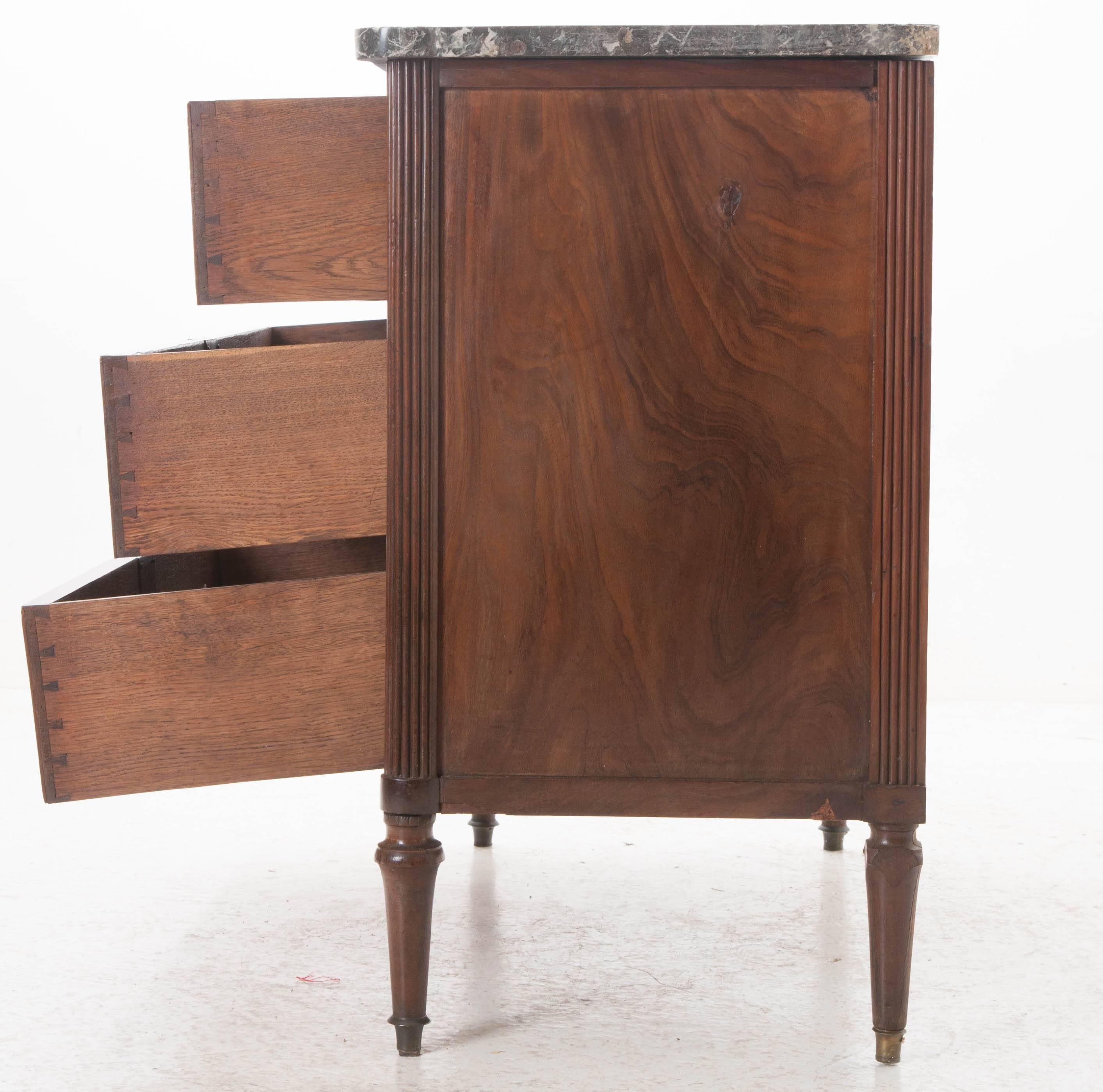 French 19th Century Transitional Walnut Commode with Marble Top 2