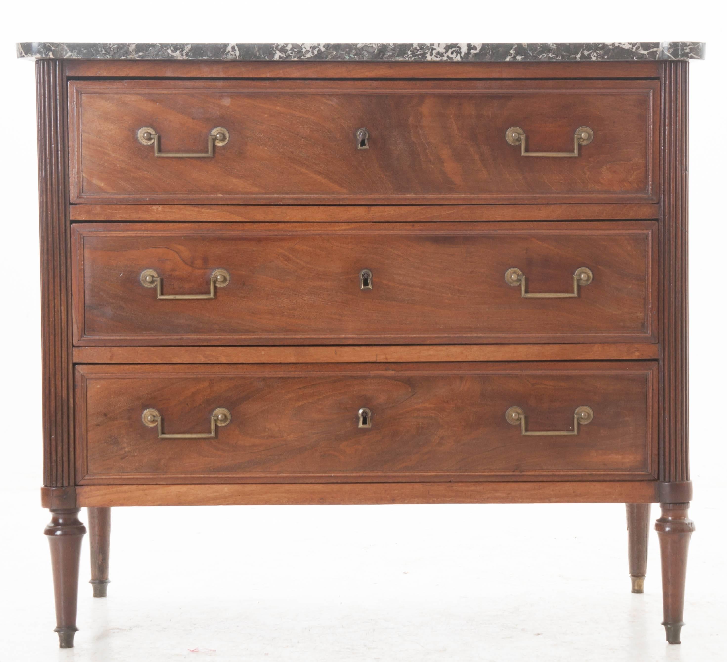 French 19th Century Transitional Walnut Commode with Marble Top 6