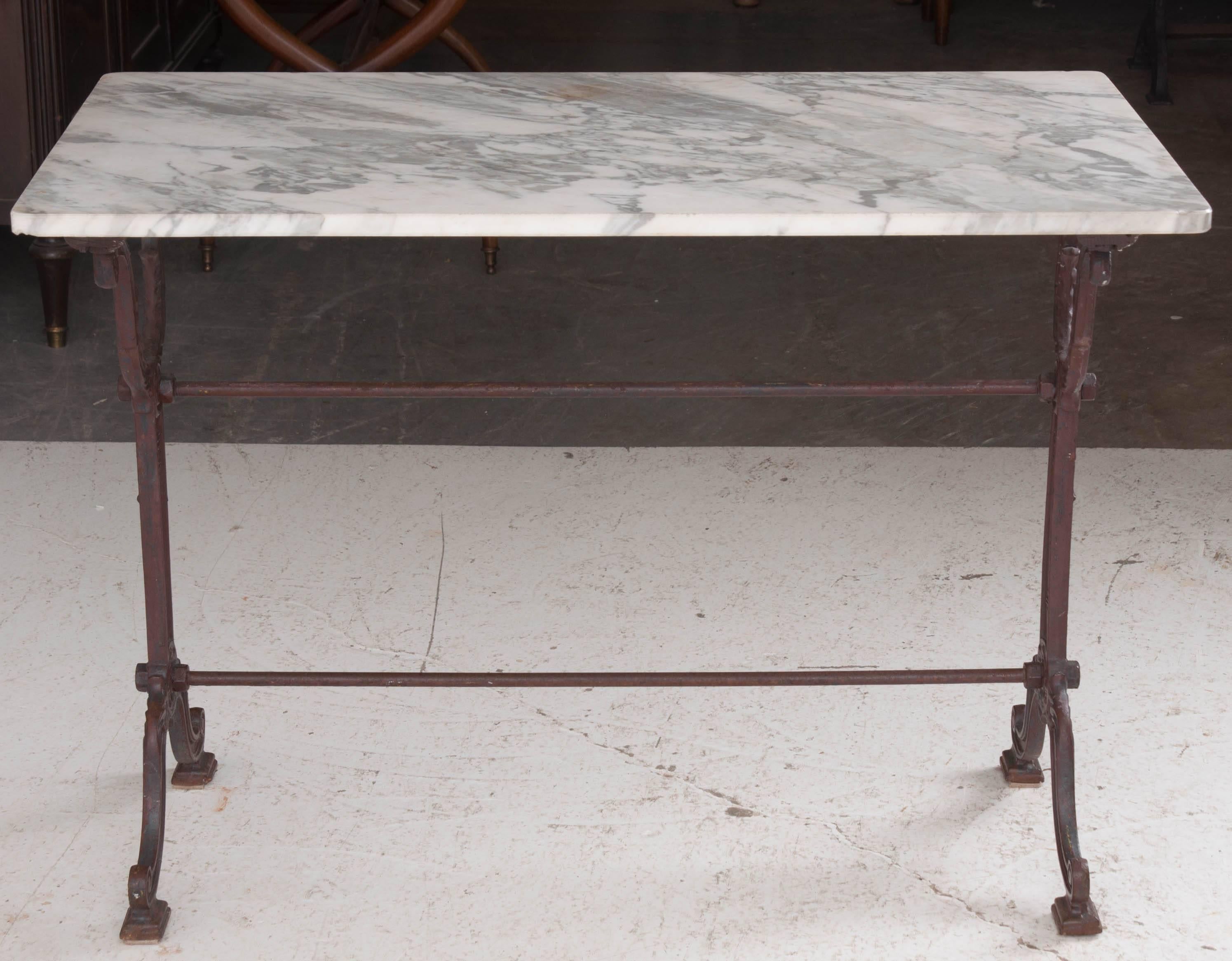 French 1920s Bistro Table with Marble Top 2