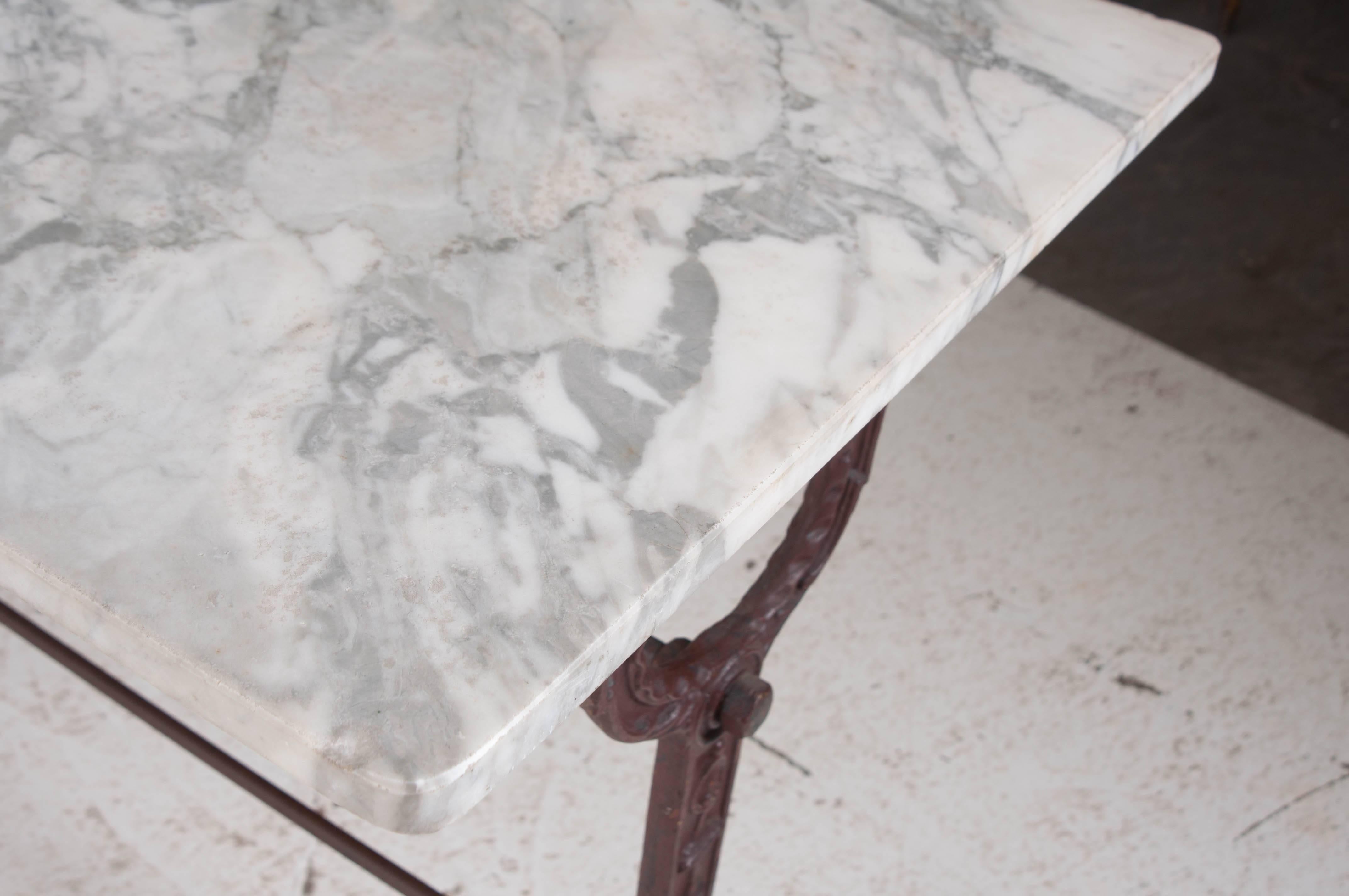 French 1920s Bistro Table with Marble Top 3