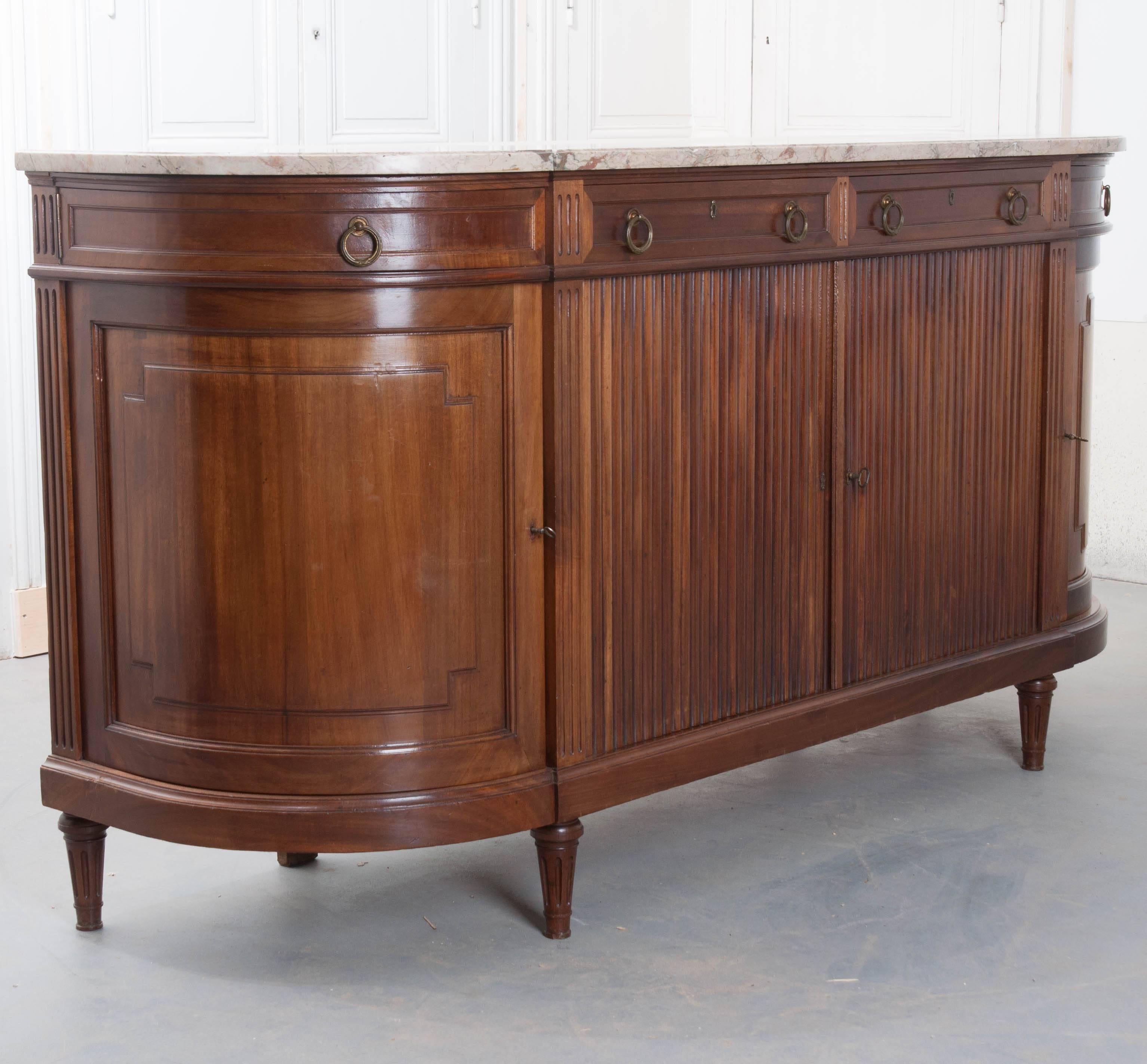 French 19th Century Demilune Mahogany Enfilade with Marble Top 5