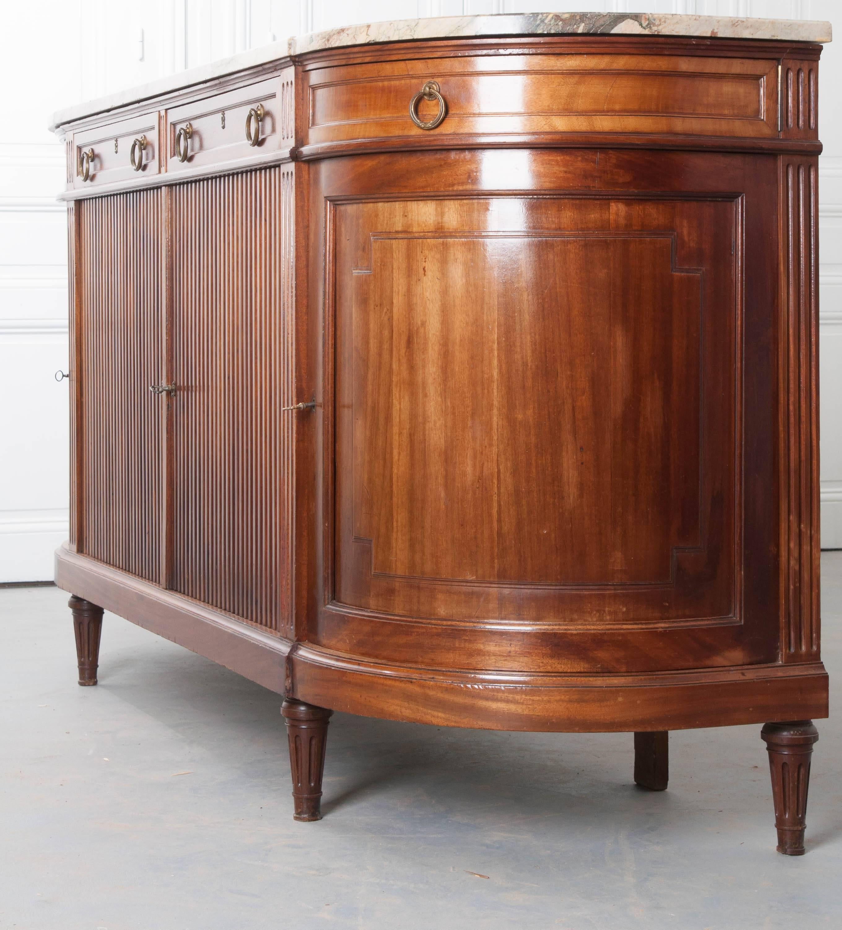 French 19th Century Demilune Mahogany Enfilade with Marble Top 6