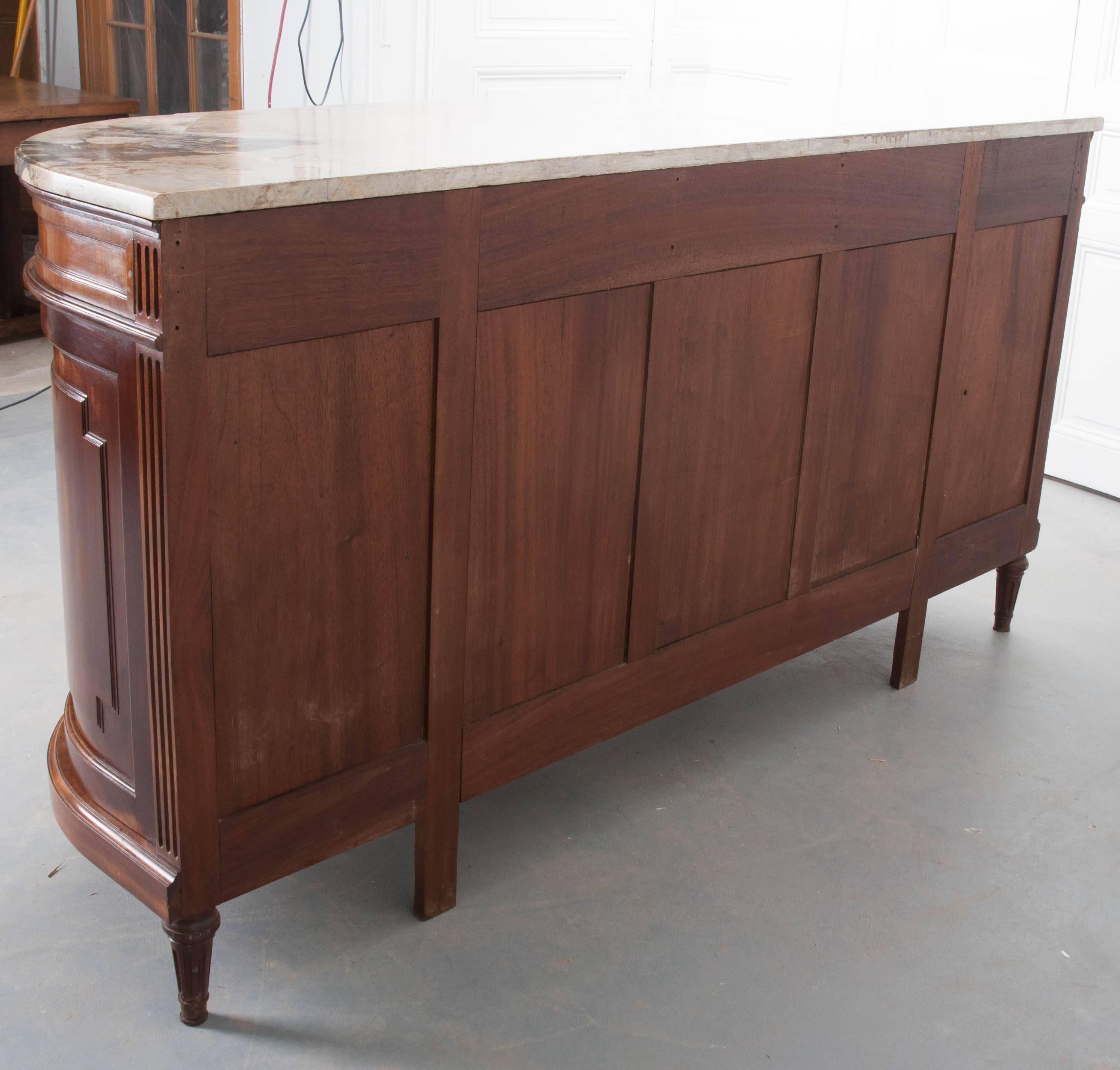 French 19th Century Demilune Mahogany Enfilade with Marble Top 7