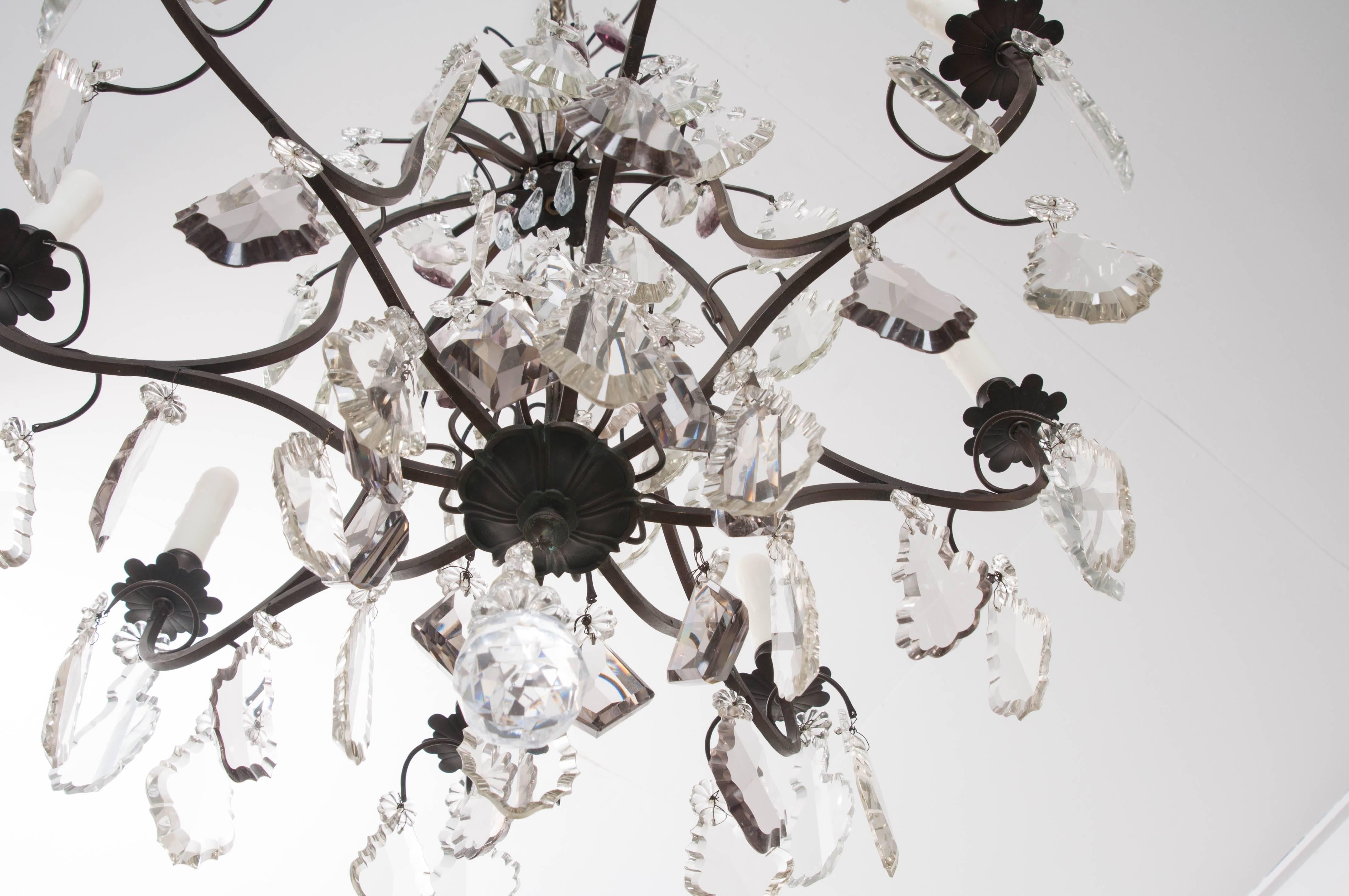 French 19th Century Eight-Light Chandelier with Amethyst Crystals 2