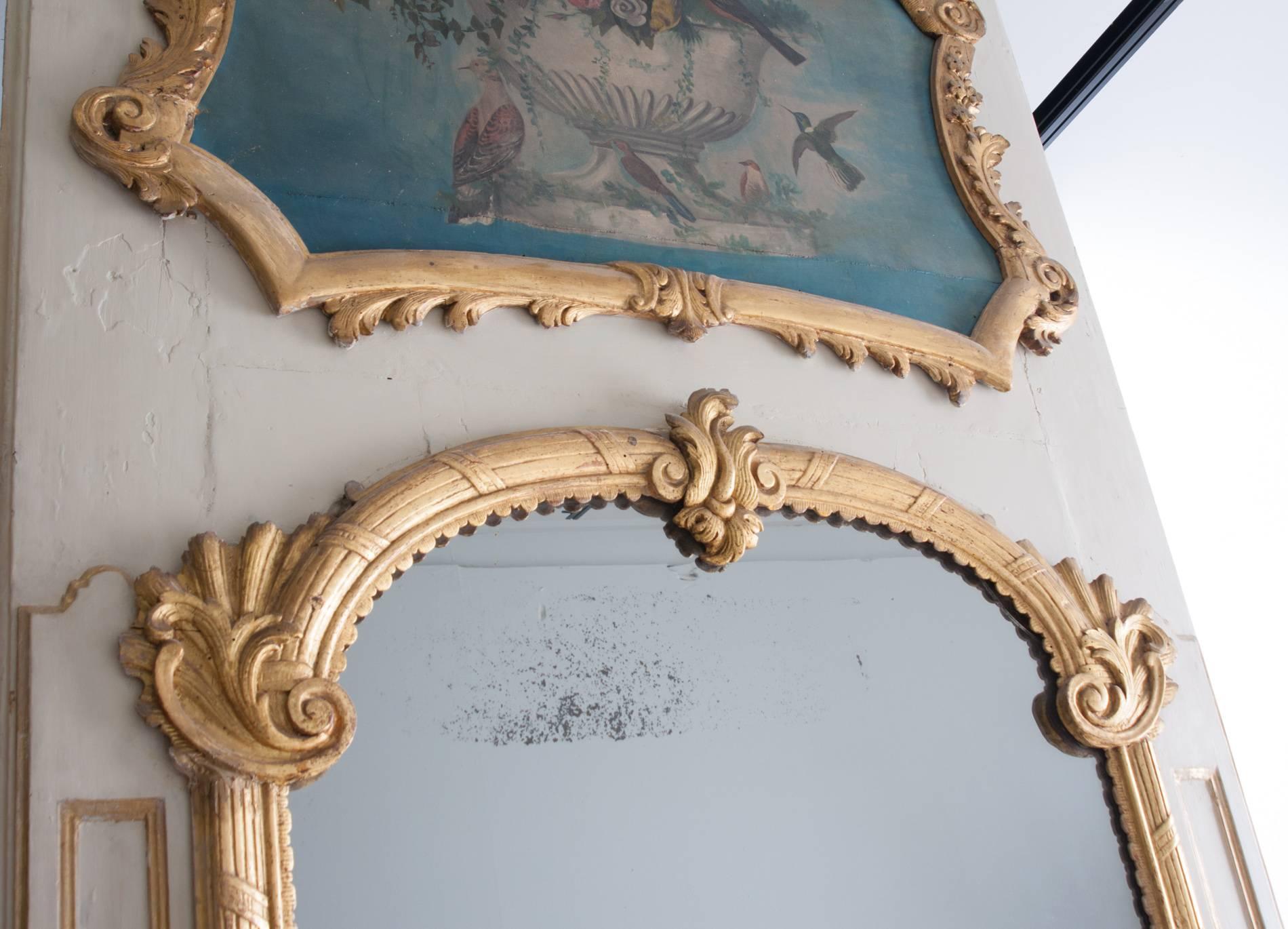 Hand-Carved French 18th Century Louis XV Trumeau For Sale