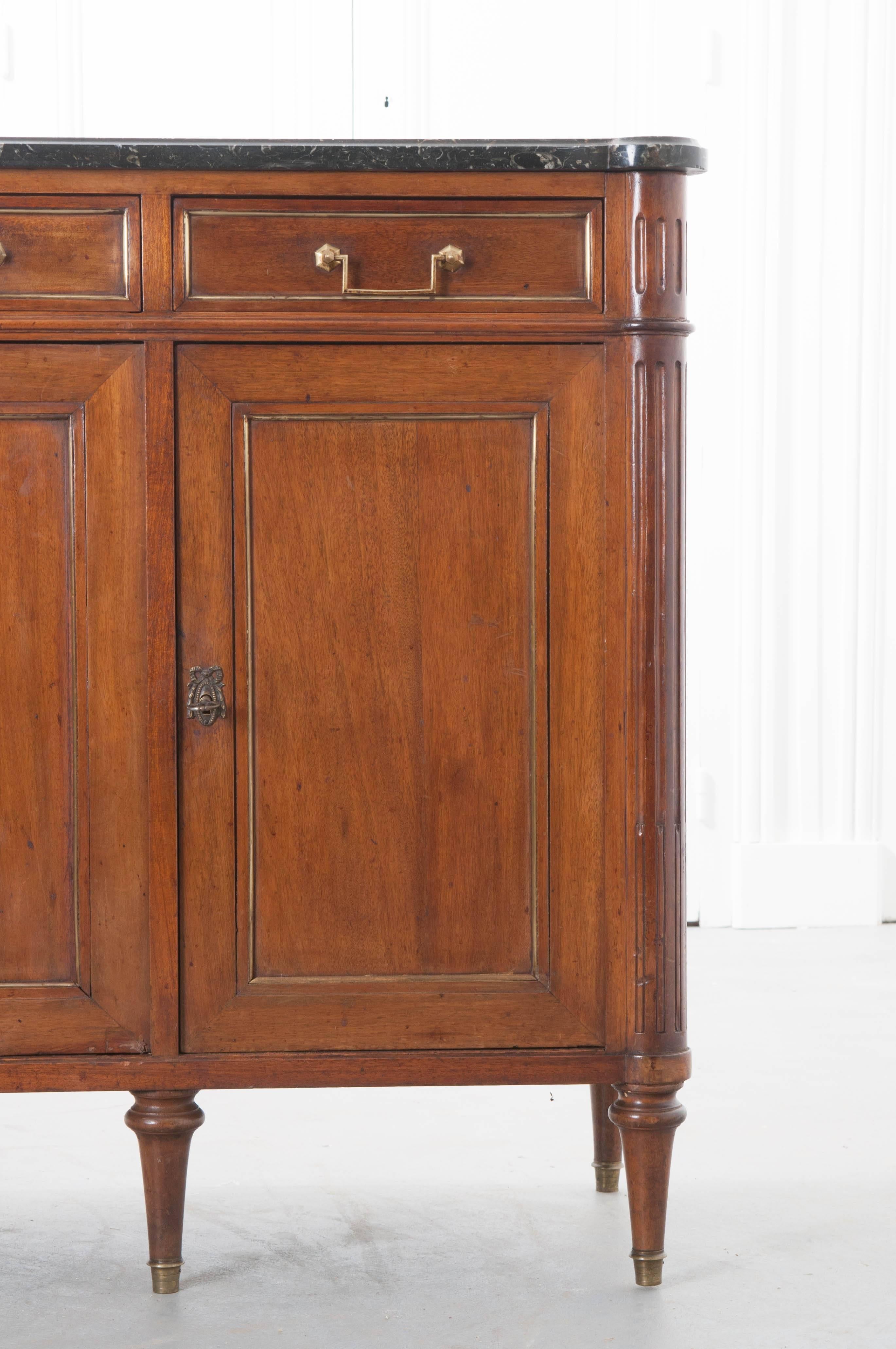 French 19th Century Mahogany Louis XVI Enfilade with Marble Top In Good Condition In Baton Rouge, LA