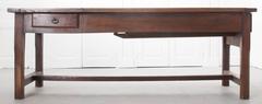 French 19th Century Walnut Farm Table with Three Drawers