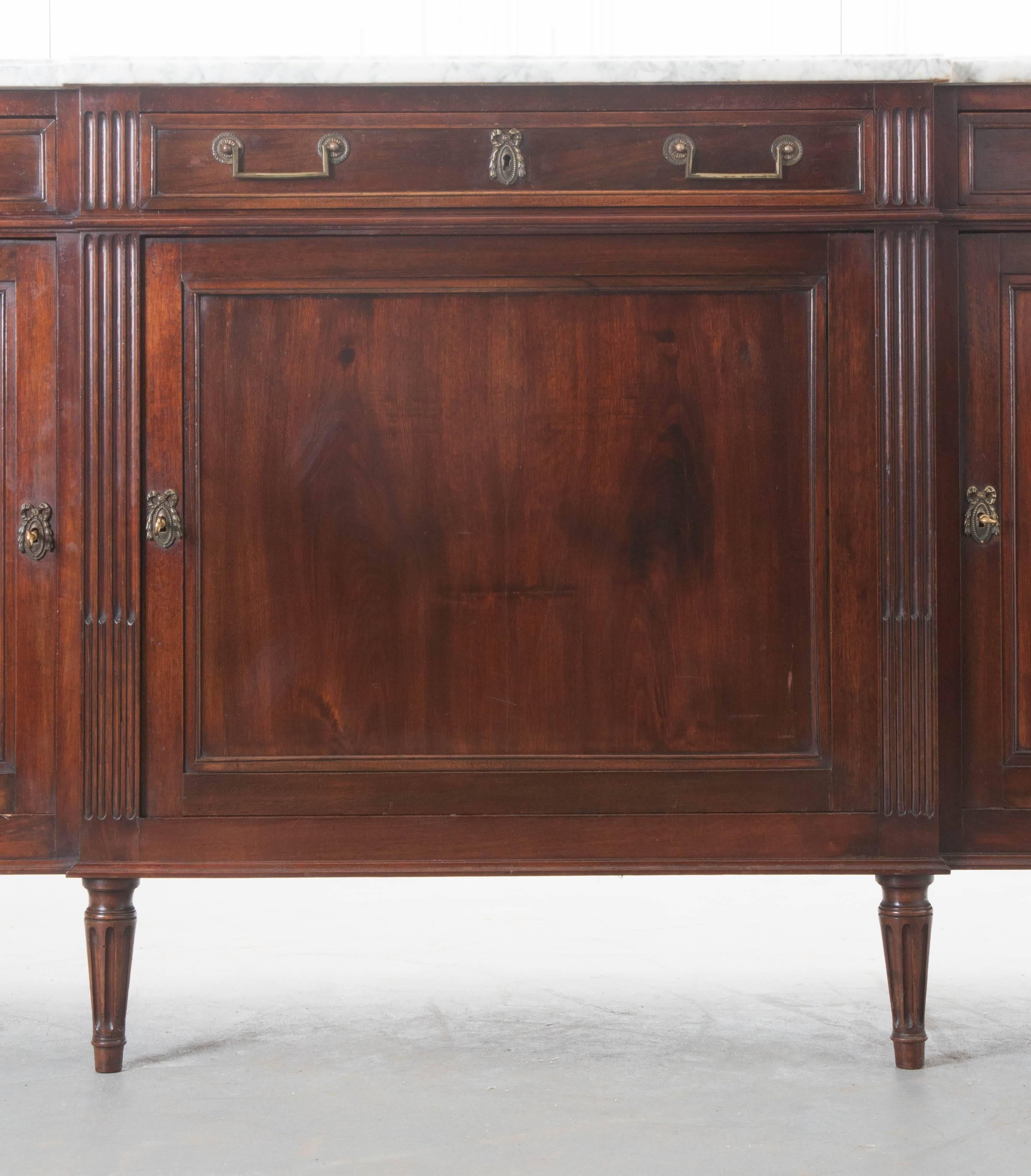 French 19th Century Louis XVI Mahogany Enfilade with Marble Top 1