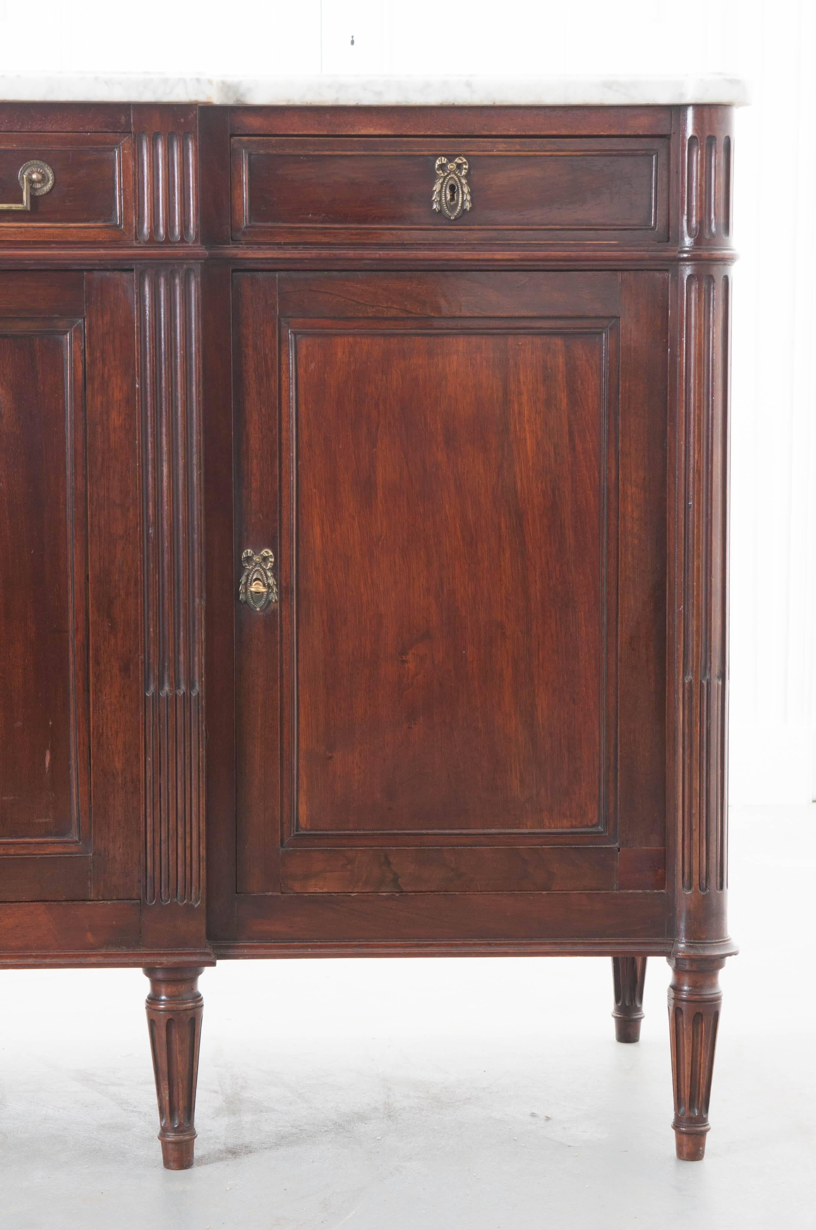 French 19th Century Louis XVI Mahogany Enfilade with Marble Top 2