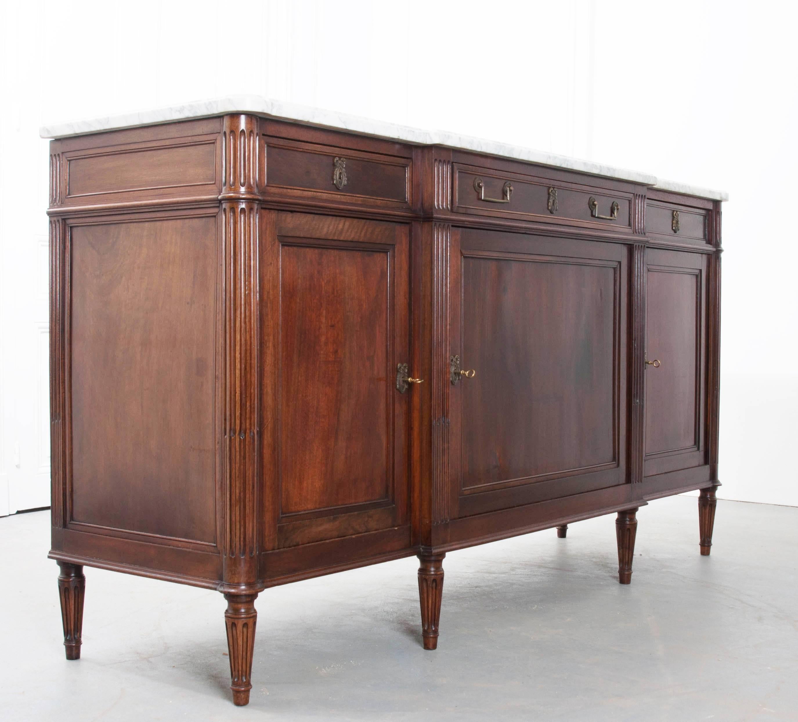 French 19th Century Louis XVI Mahogany Enfilade with Marble Top 5