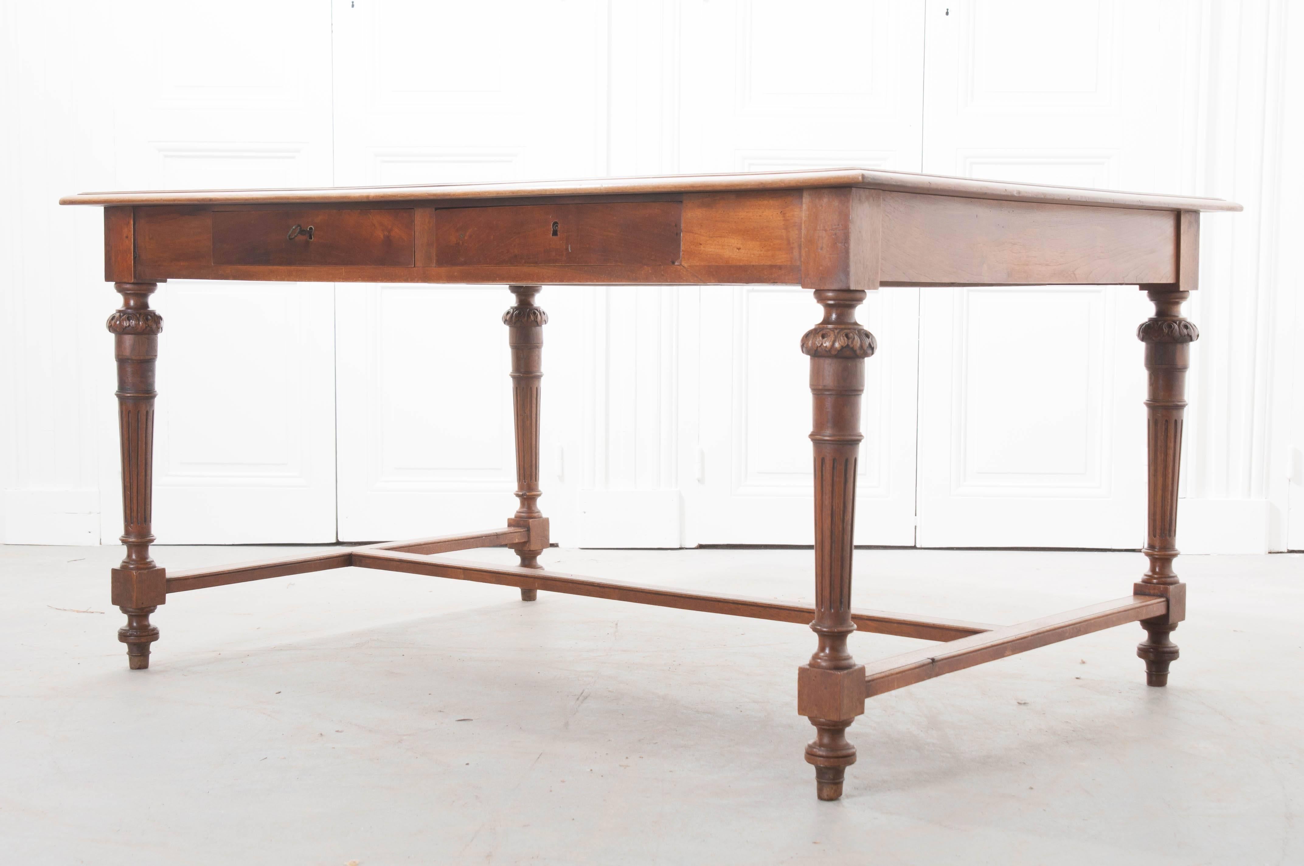 French 19th Century Louis XVI Style Walnut Partners Desk In Good Condition In Baton Rouge, LA