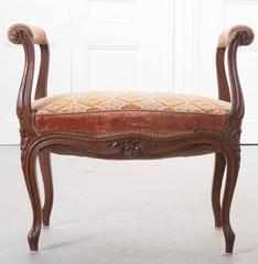 French 19th Century Louis XV-Style Walnut Tapestry Seat