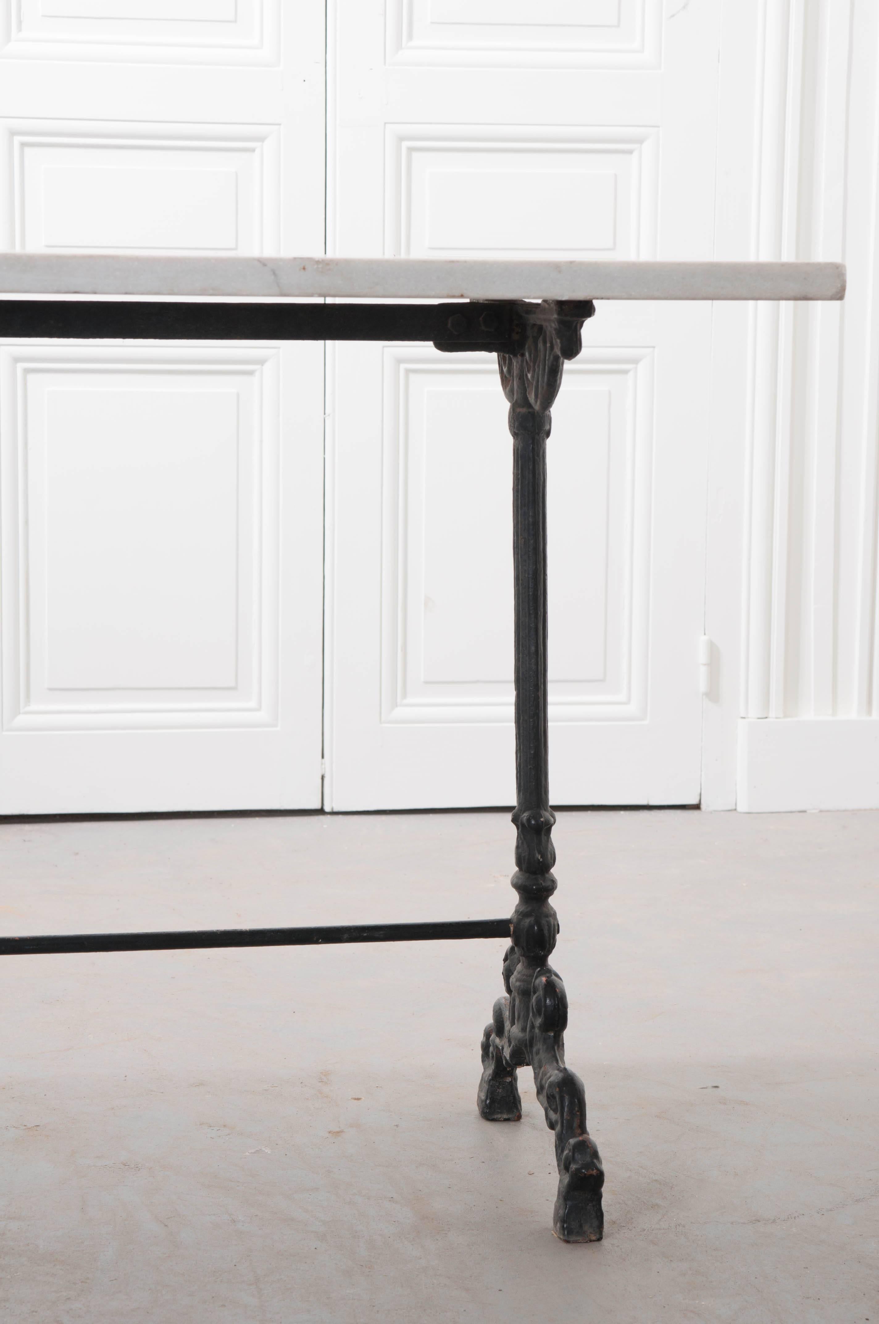 French 19th Century White Marble-Top Bistro Table 1