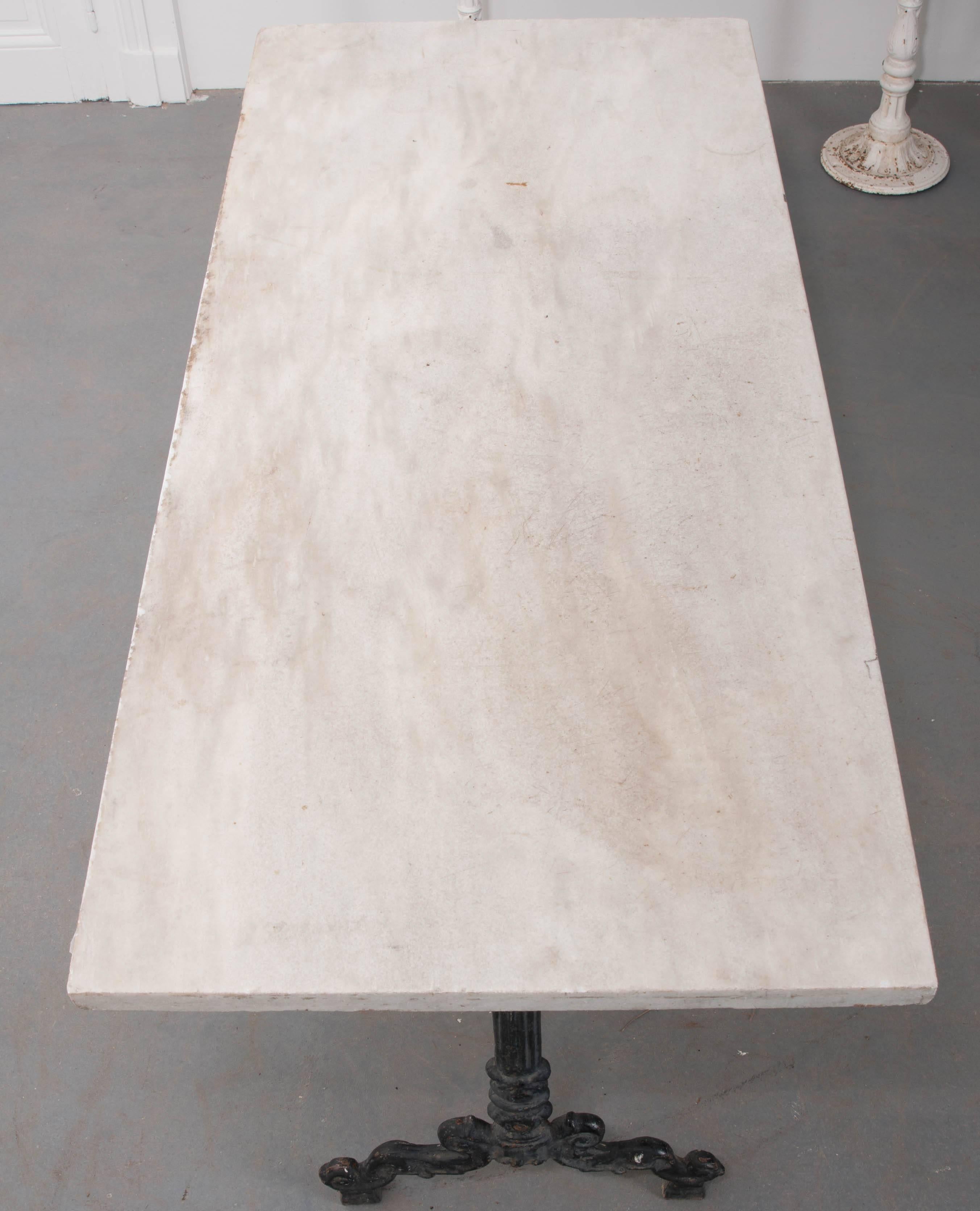 French 19th Century White Marble-Top Bistro Table 2