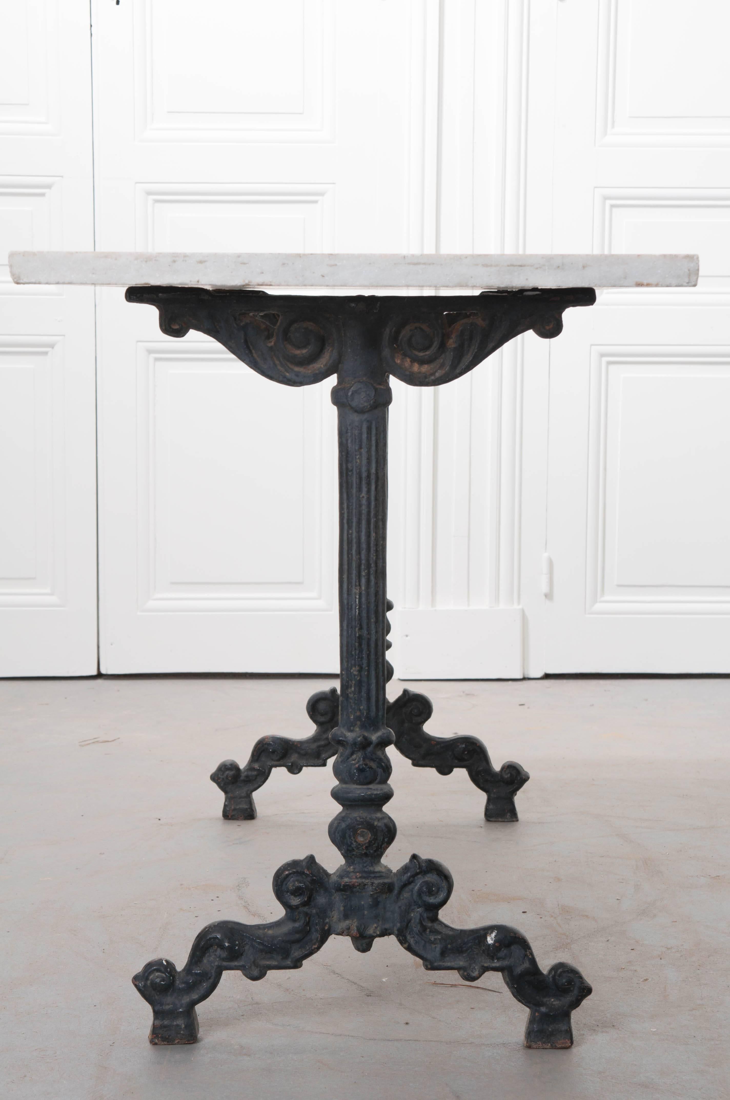 French 19th Century White Marble-Top Bistro Table 4