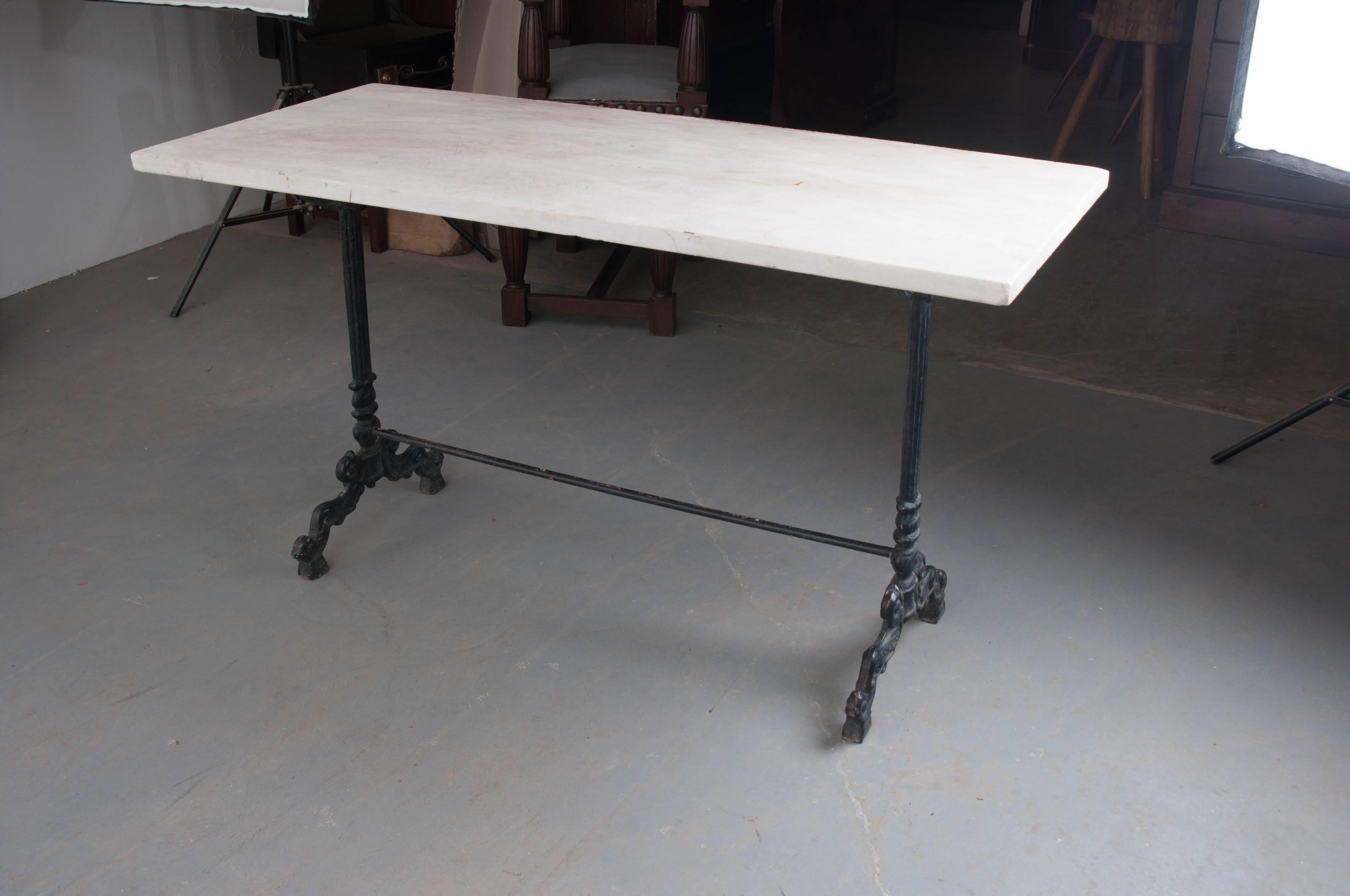 French 19th Century White Marble-Top Bistro Table 6