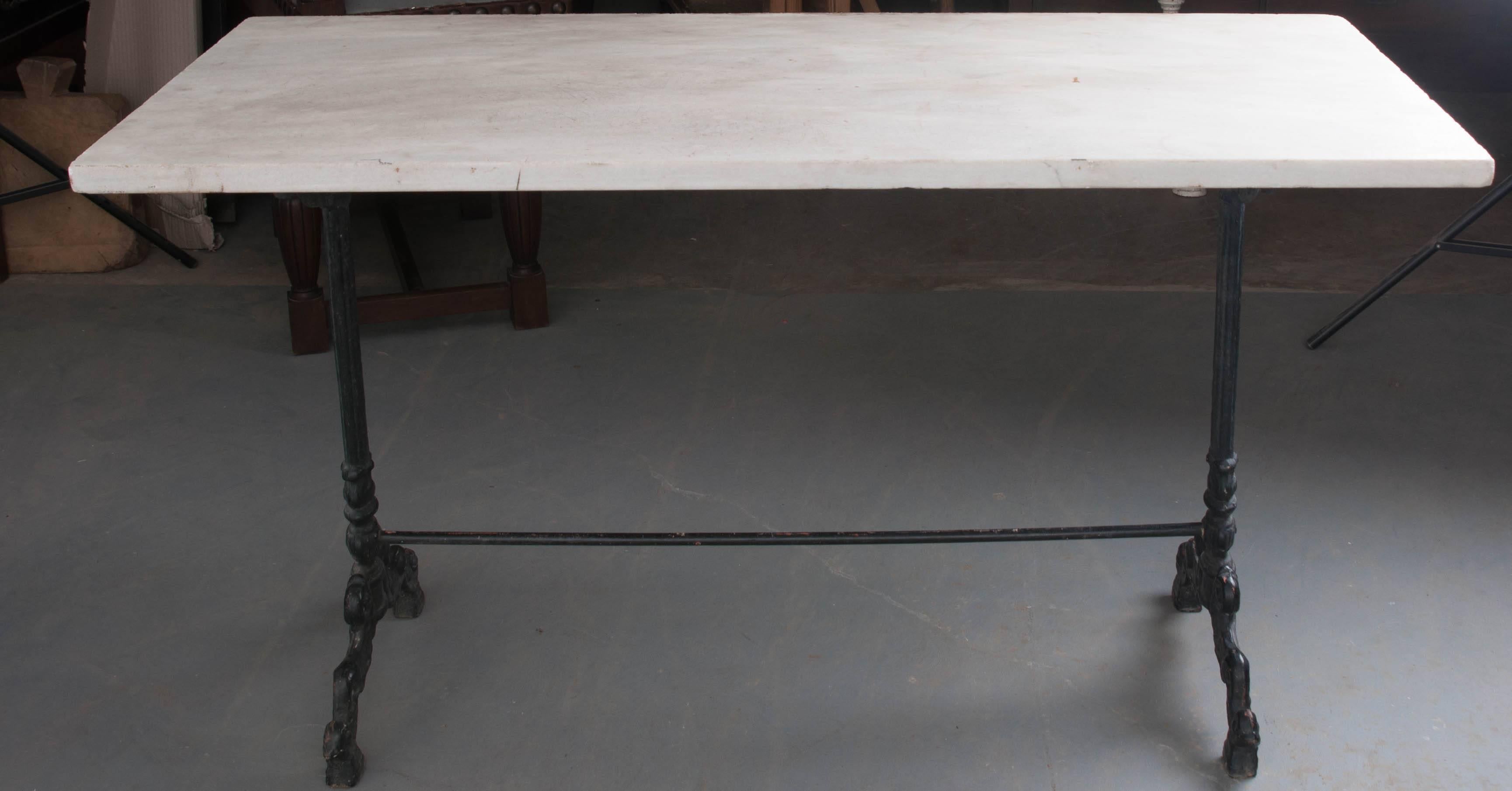 French 19th Century White Marble-Top Bistro Table 7