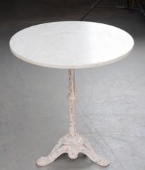 French 19th Century Round Bistro Table with White Marble Top