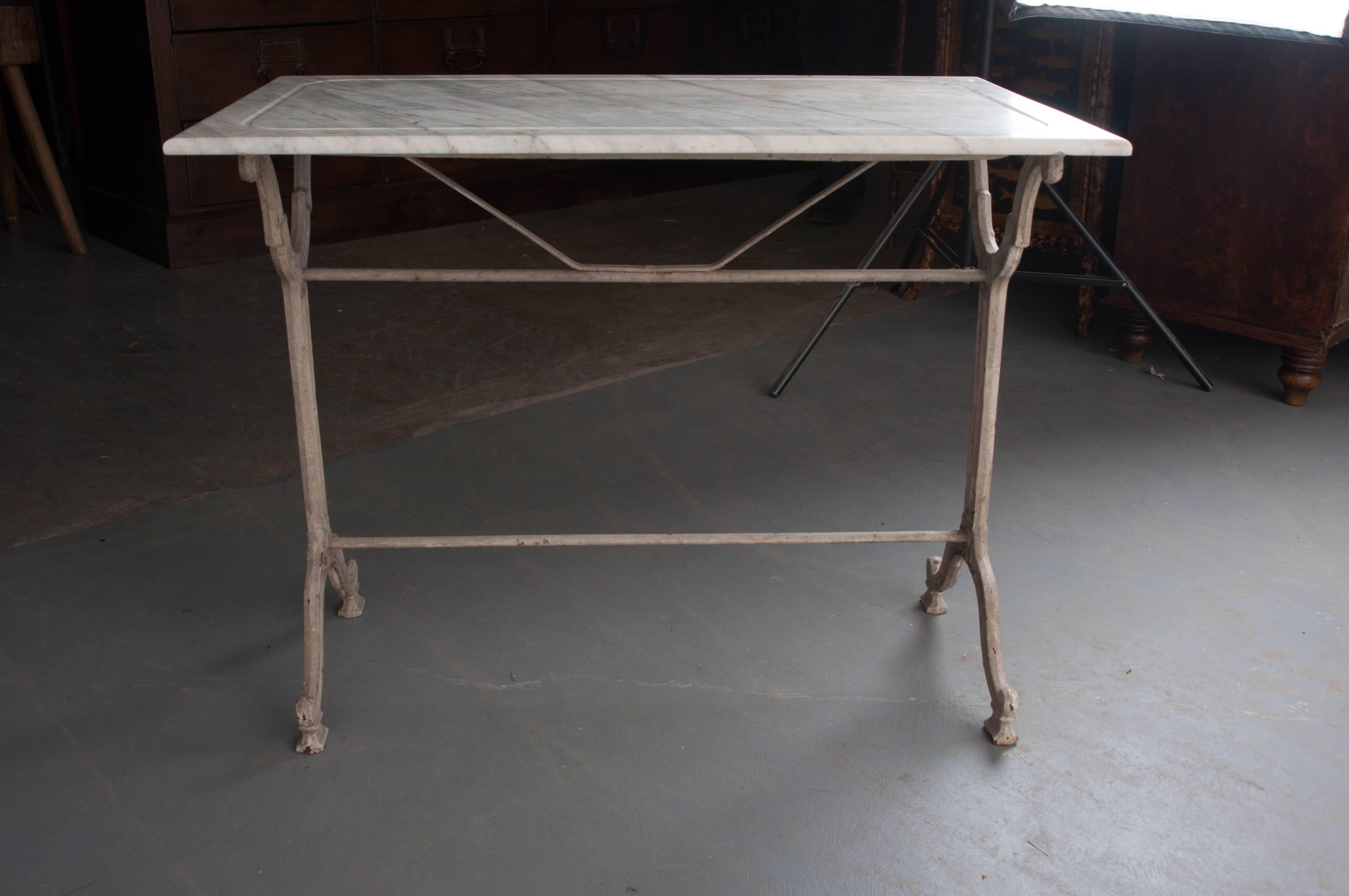 French 19th Century Bistro Table with White Marble Top 1