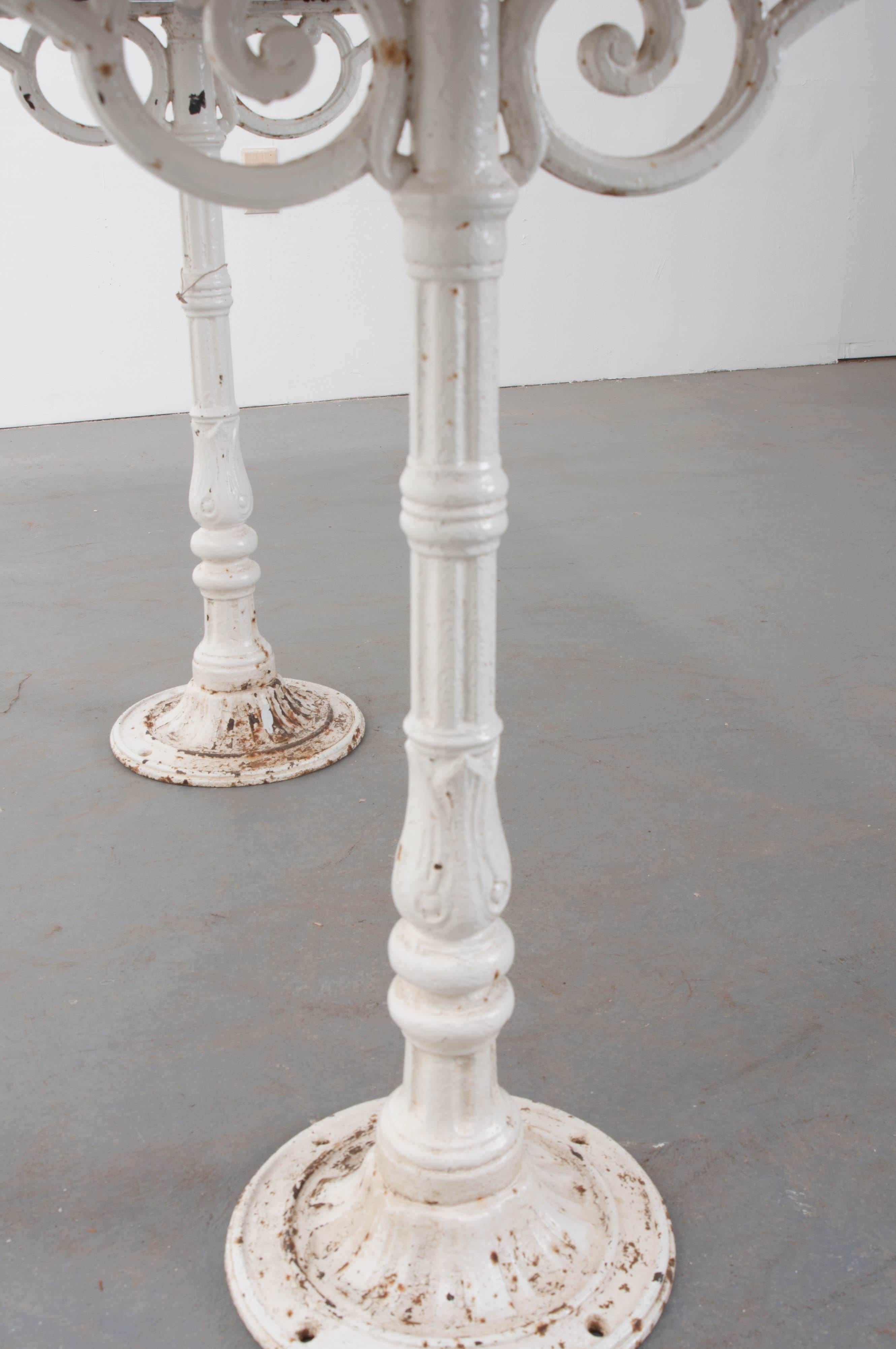 Iron French 19th Century Bistro Table with White Marble Top