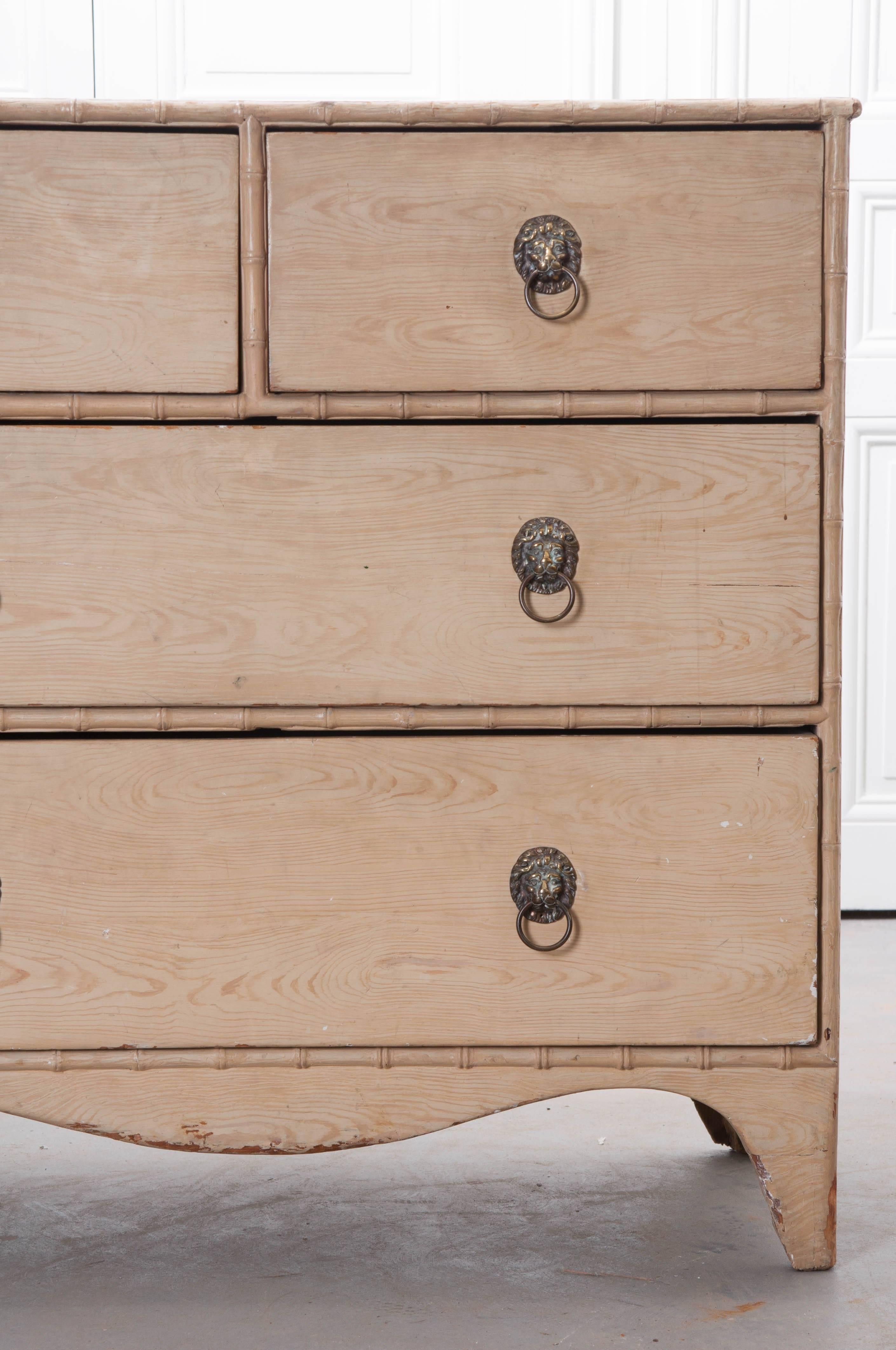 Victorian 19th Century English Chest of Drawers with Faux Finish