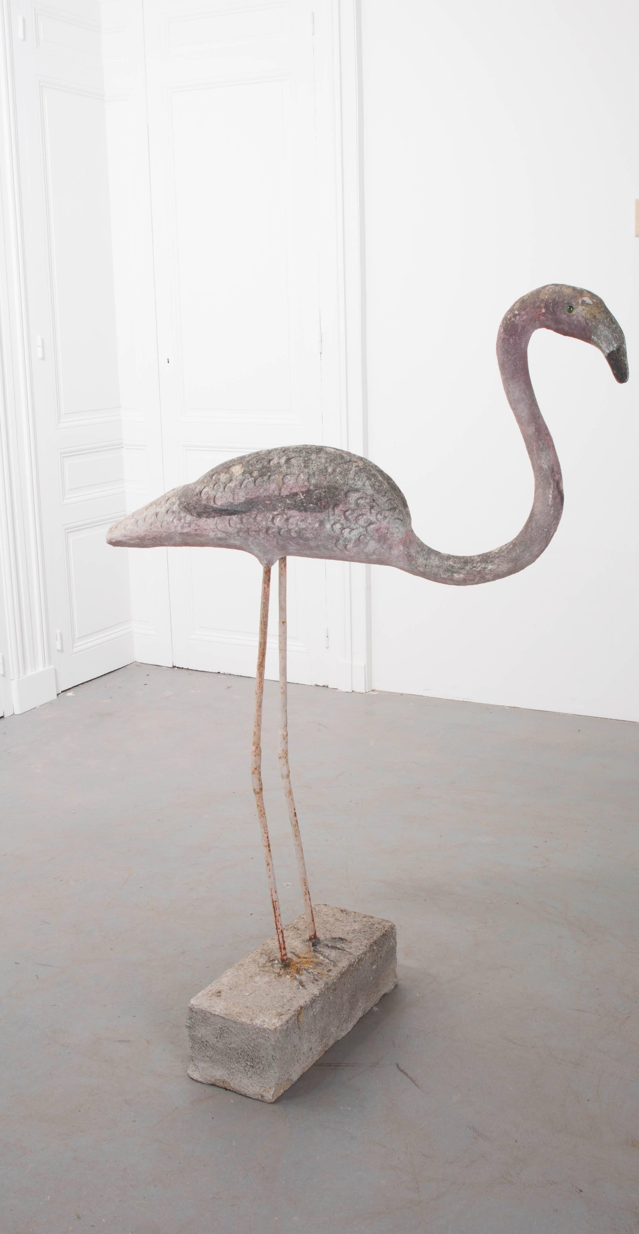 Large Early 20th Century English Reconstituted Stone Flamingo 3