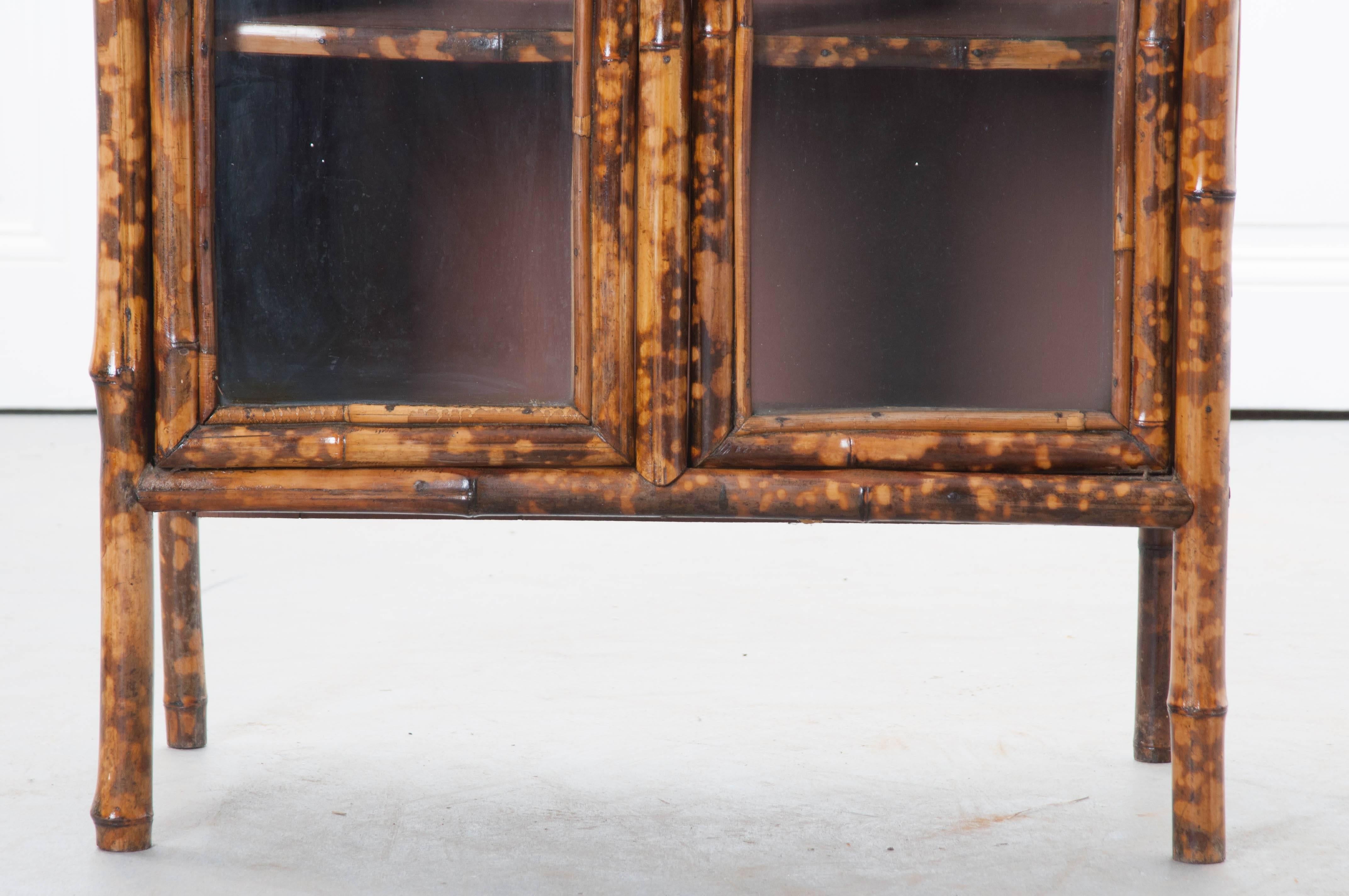 Découpage 19th Century Victorian Bookcase with Glass Doors