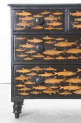 19th Century Victorian Decoupage Fish Chest of Drawers