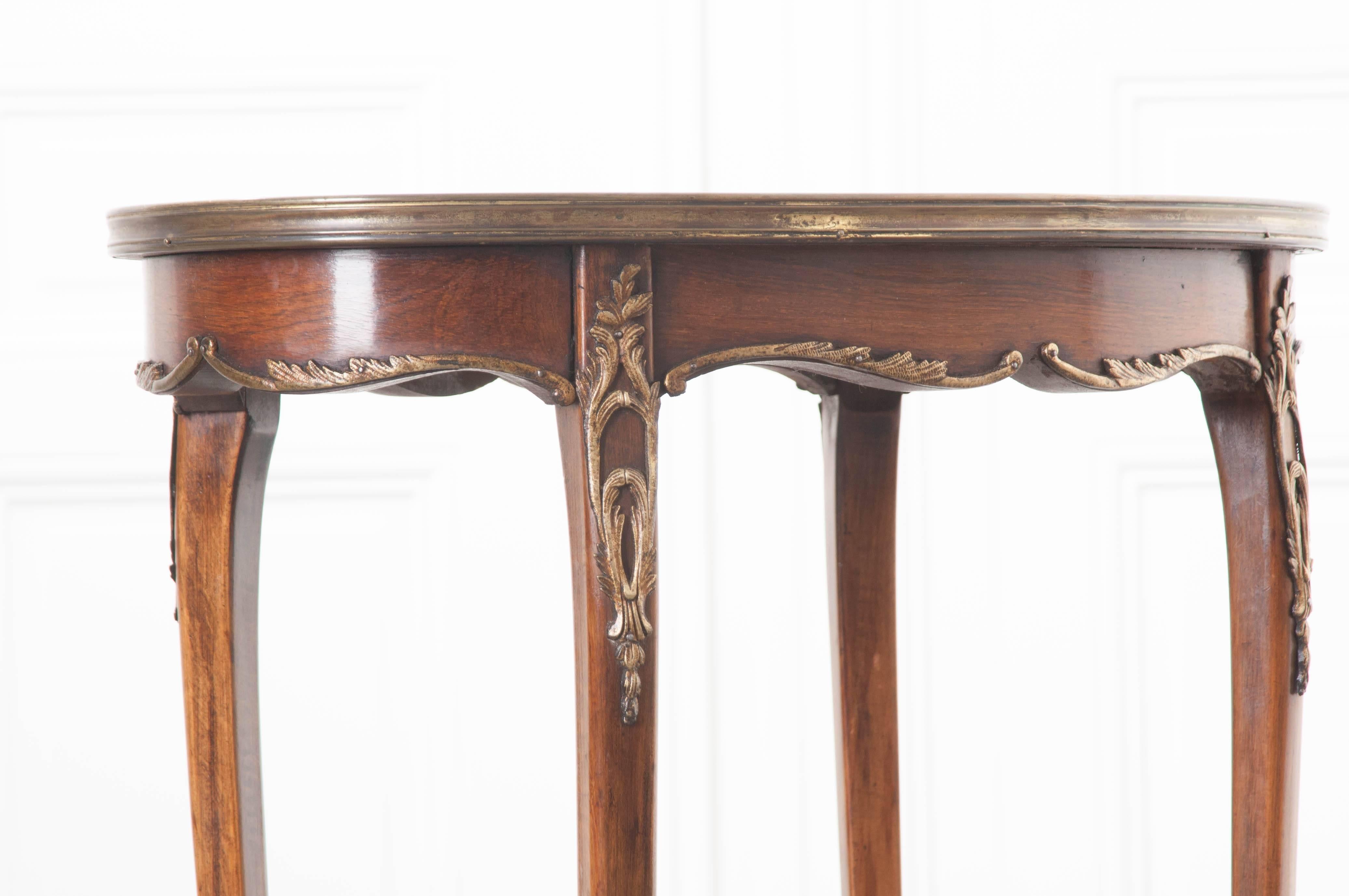Marquetry French 19th Century Louis XV Marble-Top Oval Table