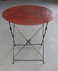 English Early 20th Century Round Metal Folding Table